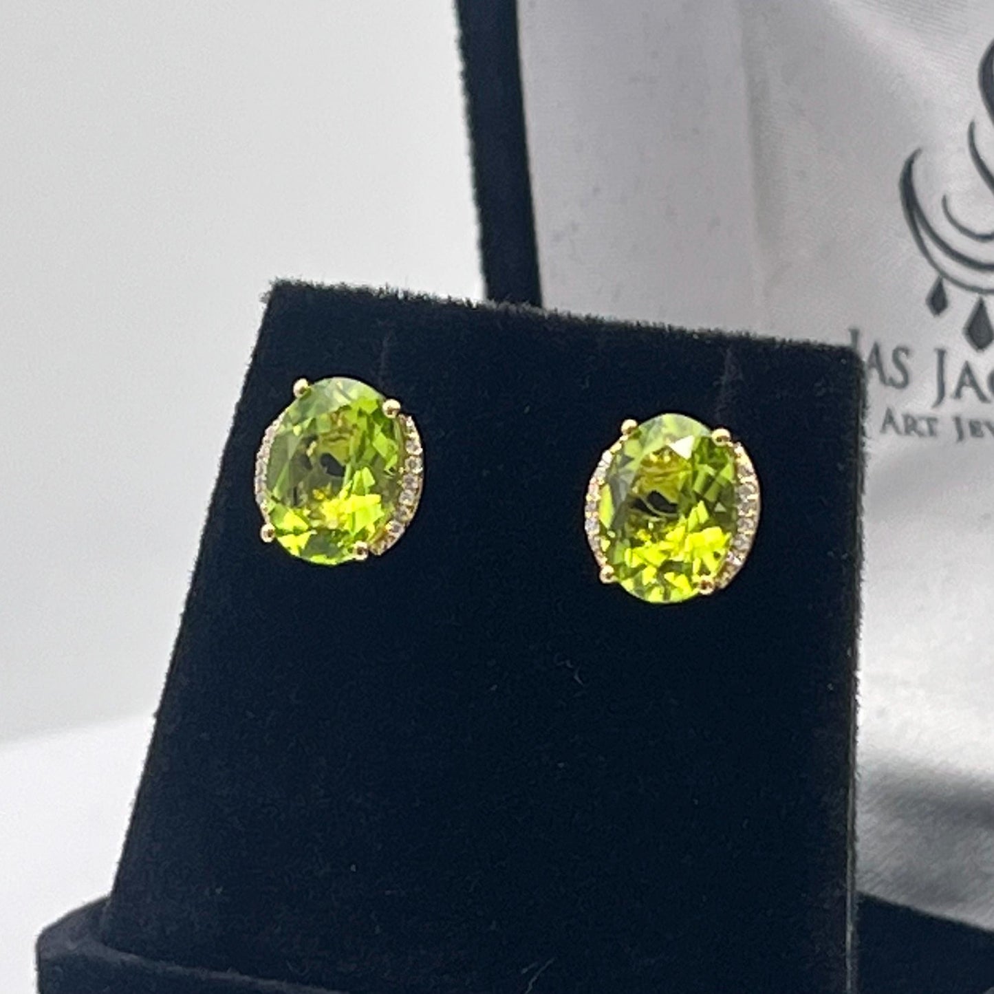Beautiful 4ctw Natural Diamond and Peridot Earrings in 10k Yellow Gold