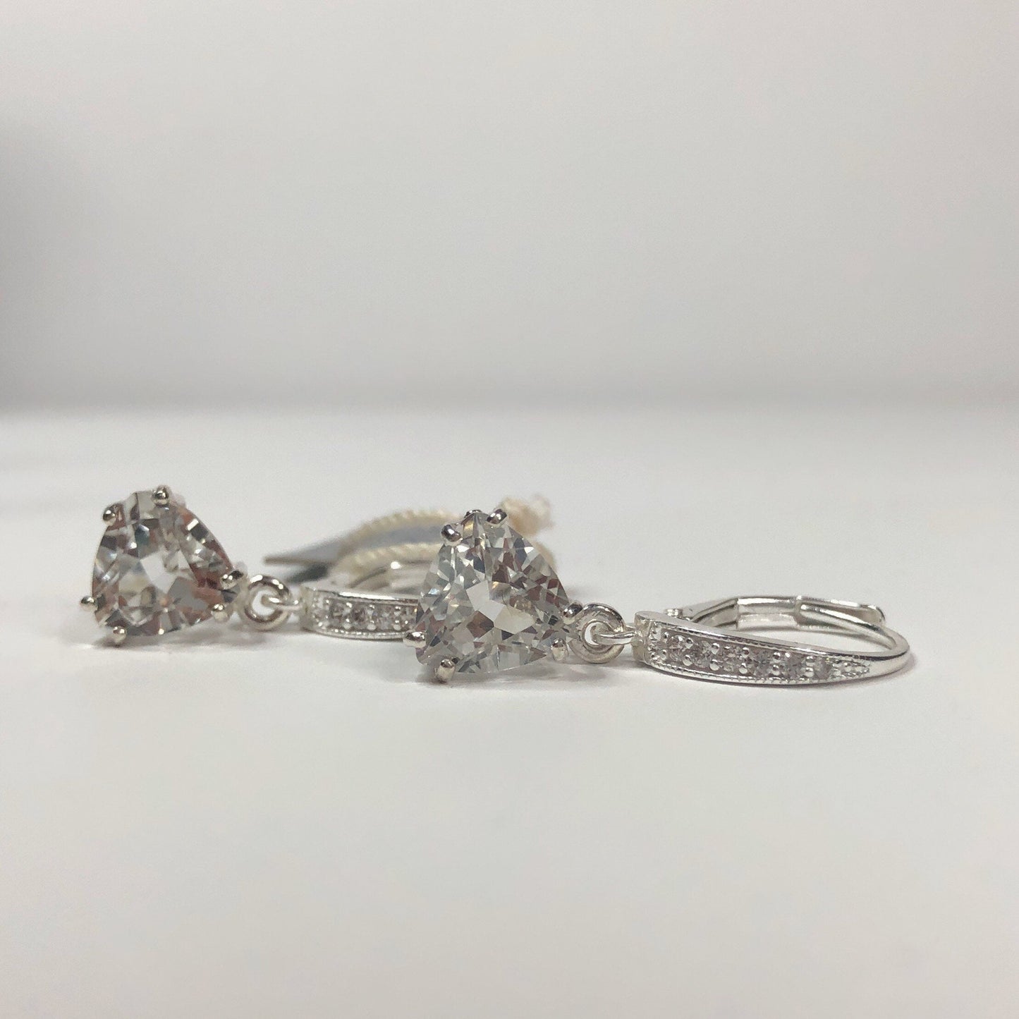 Gorgeous 4ctw Trillion Cut White Topaz Earrings in Sterling Silver