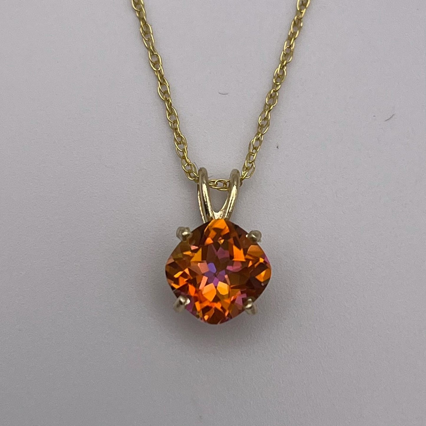 Gorgeous 2.8ct Sunset Topaz Necklace 14k Yellow Gold Trending Holiday Jewelry Gift Sunrise Topaz Orange Pendant