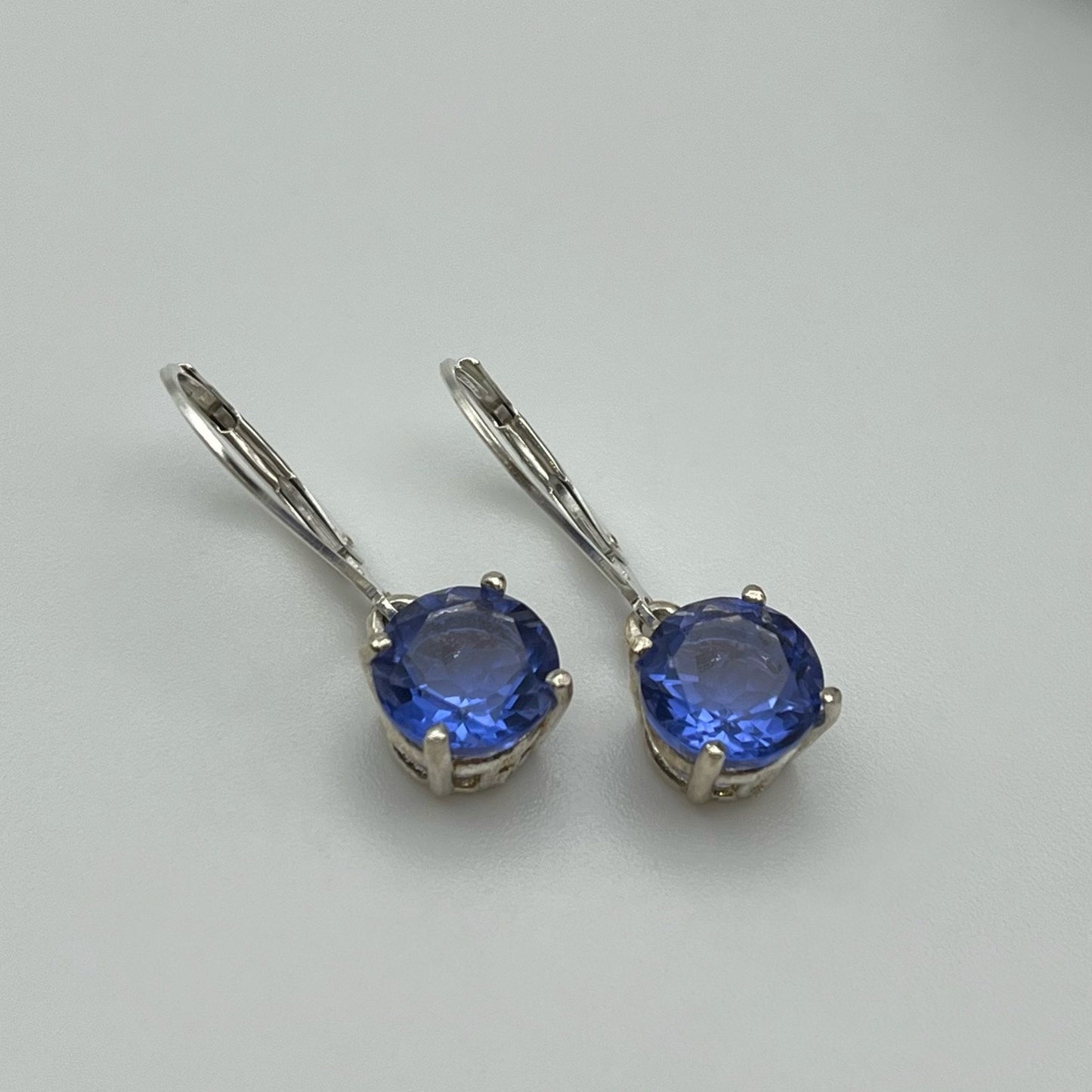 BEAUTIFUL 4.6ctw Blue Fluorite Earrings Sterling Silver Leverback Trending Jewelry Gift Holiday Jewelry