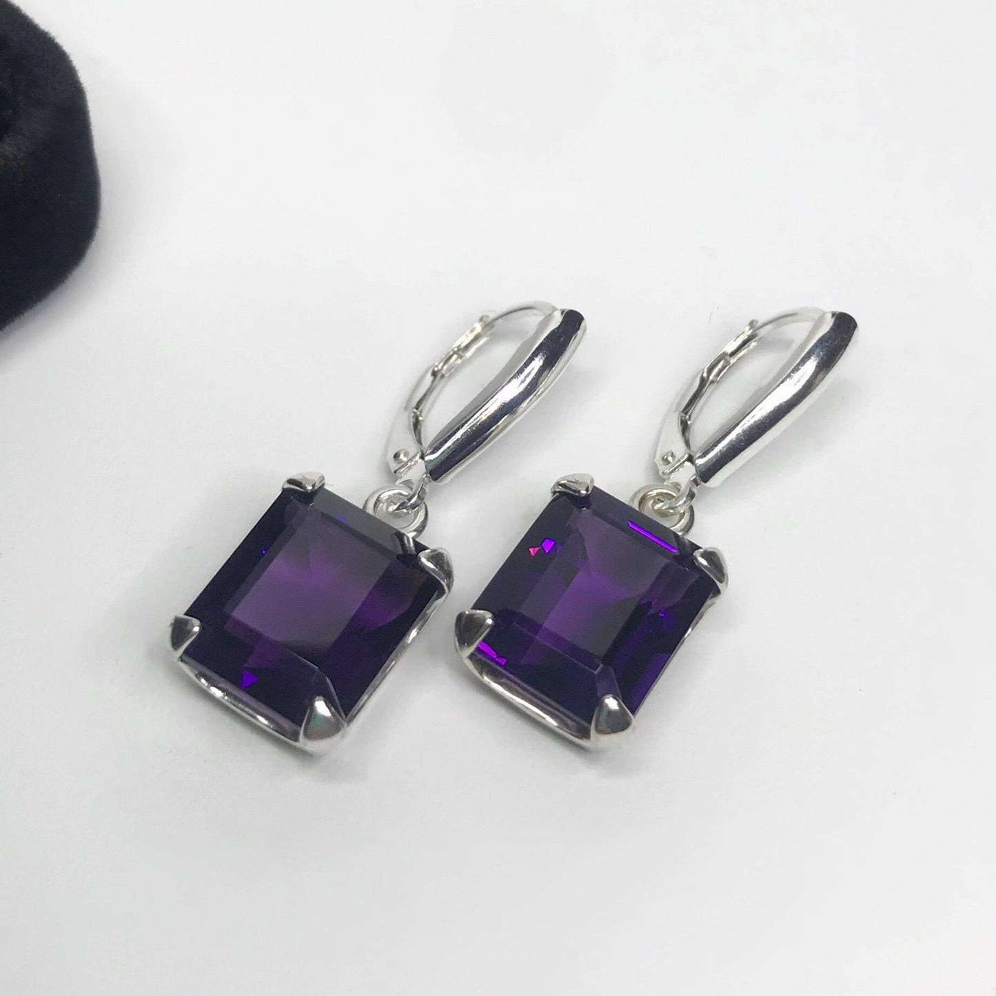 BEAUTIFUL 16.5ctw Emerald Cut Amethyst Earrings & Pendant Necklace Set Sterling Silver Trending Jewelry Gift February Birthstone