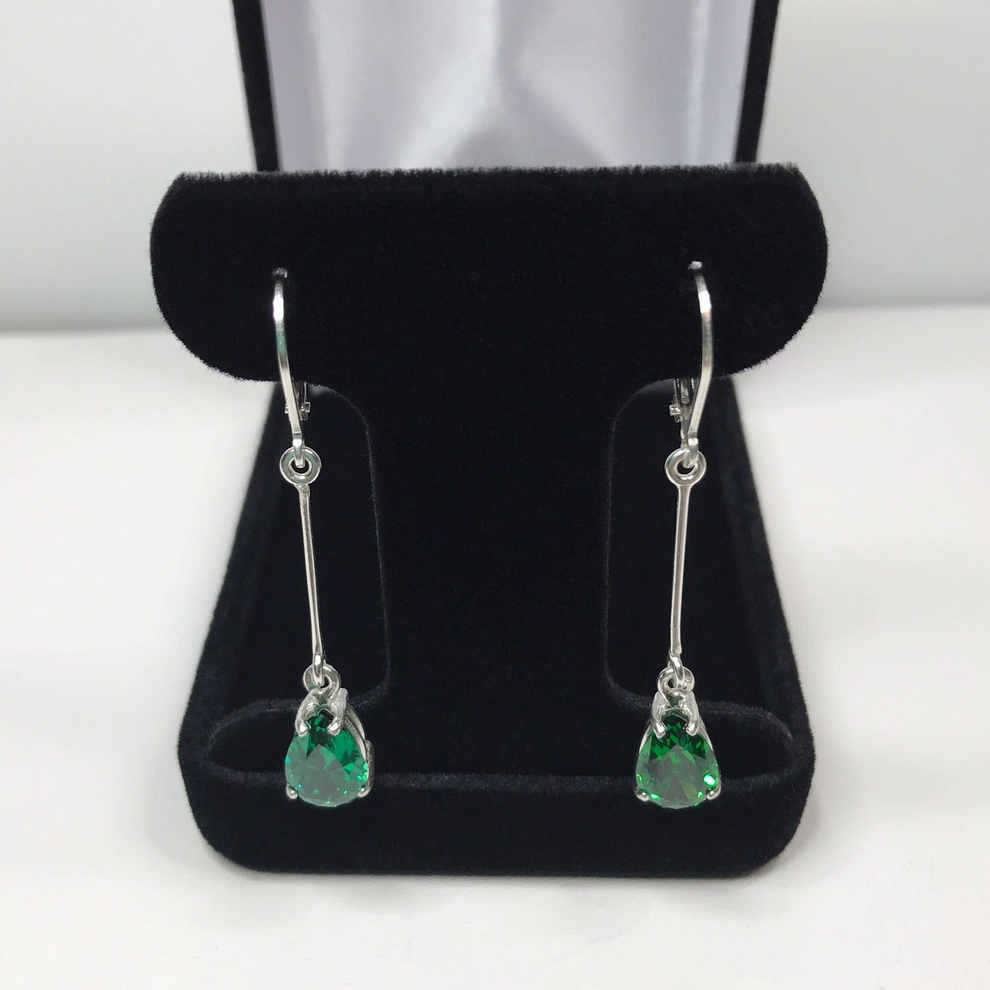 Beautiful 4ctw Pear Cut Emerald Earrings