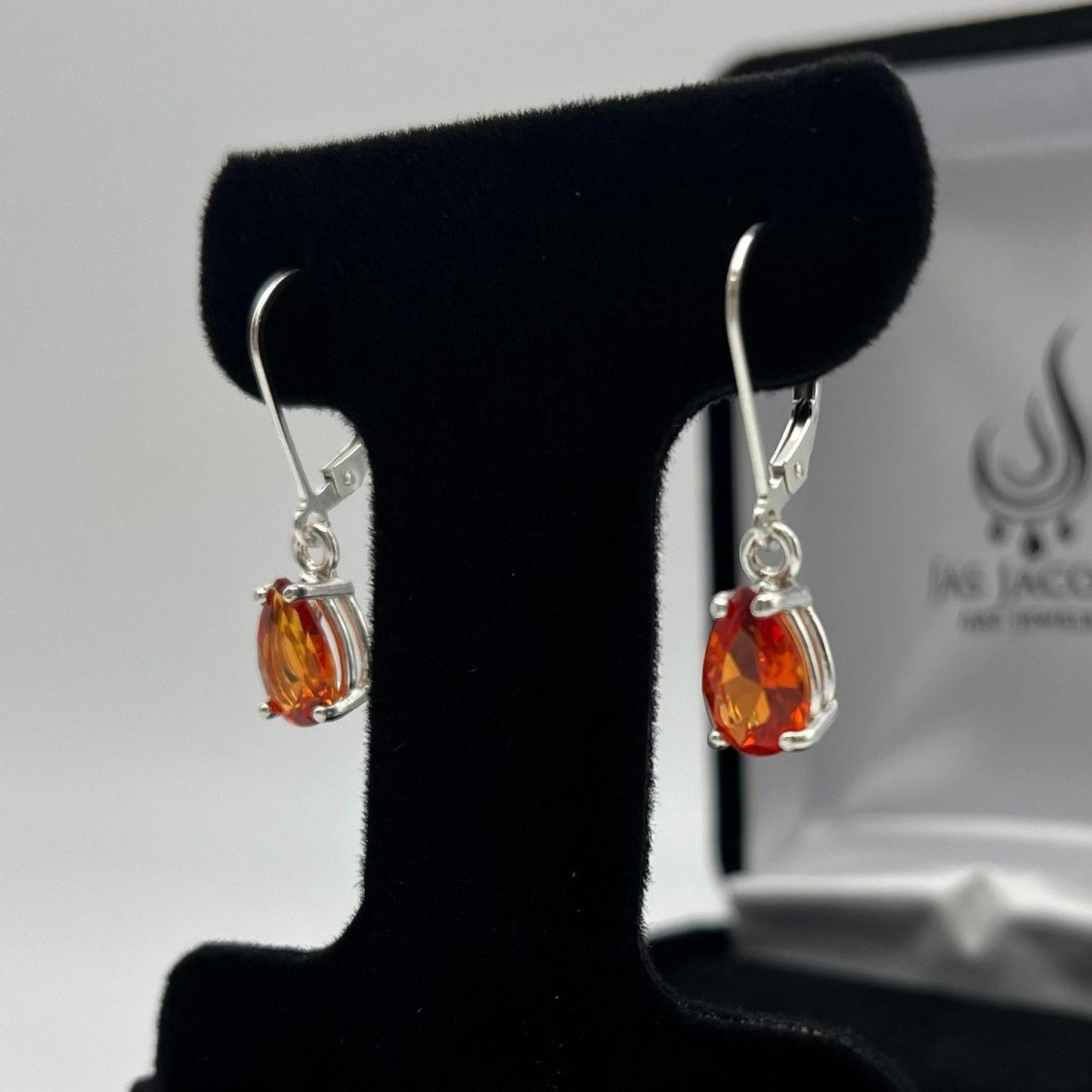 Beautiful 3ctw Pear Cut Orange Padparadscha Sapphire Earrings Sterling Silver Leverback Earrings Fine Jewelry Gift Orange Sapphire TearDrop