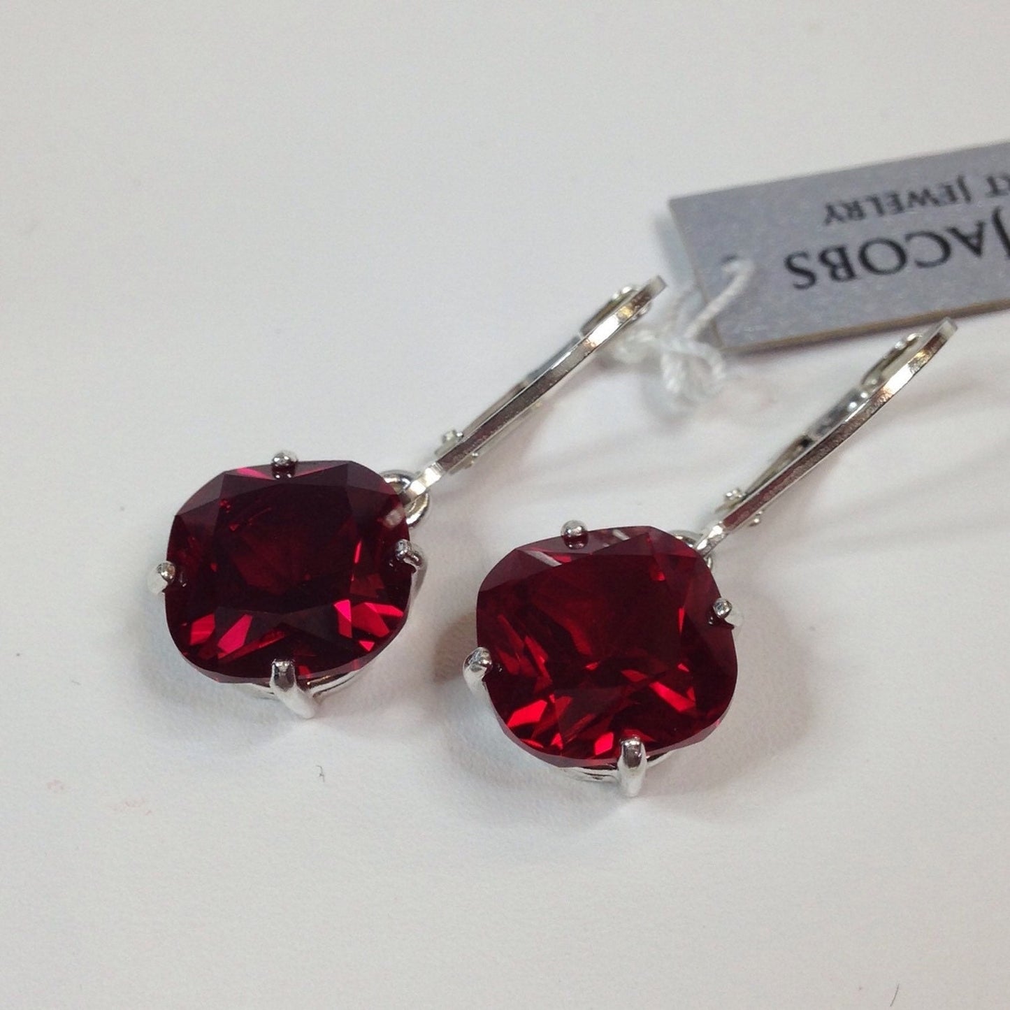 Beautiful 10ctw Cushion Cut Ruby Earrings in Sterling Silver