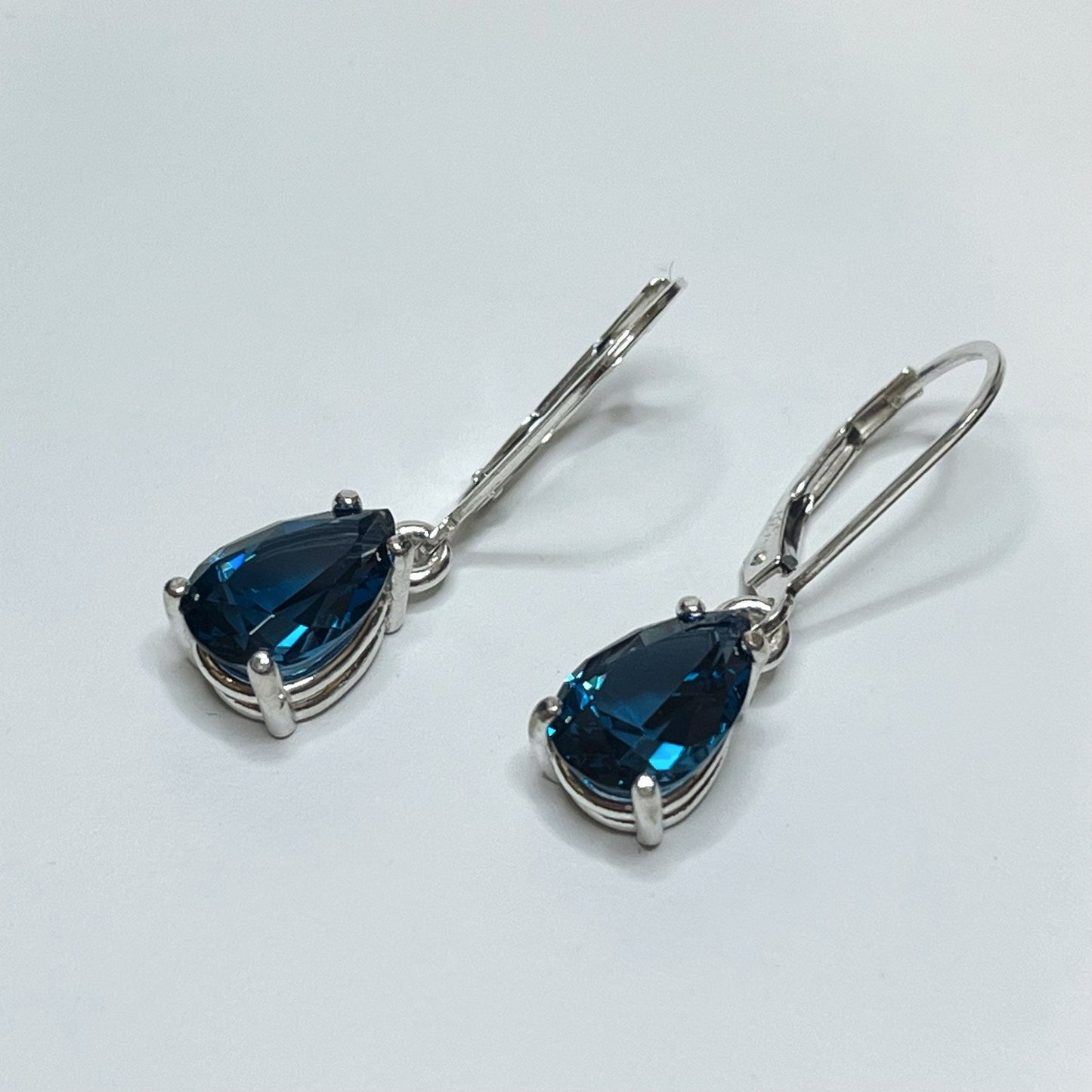 BEAUTIFUL 4ctw Pear Cut London Blue Spinel Earrings Sterling Silver Trending Jewelry Gift December