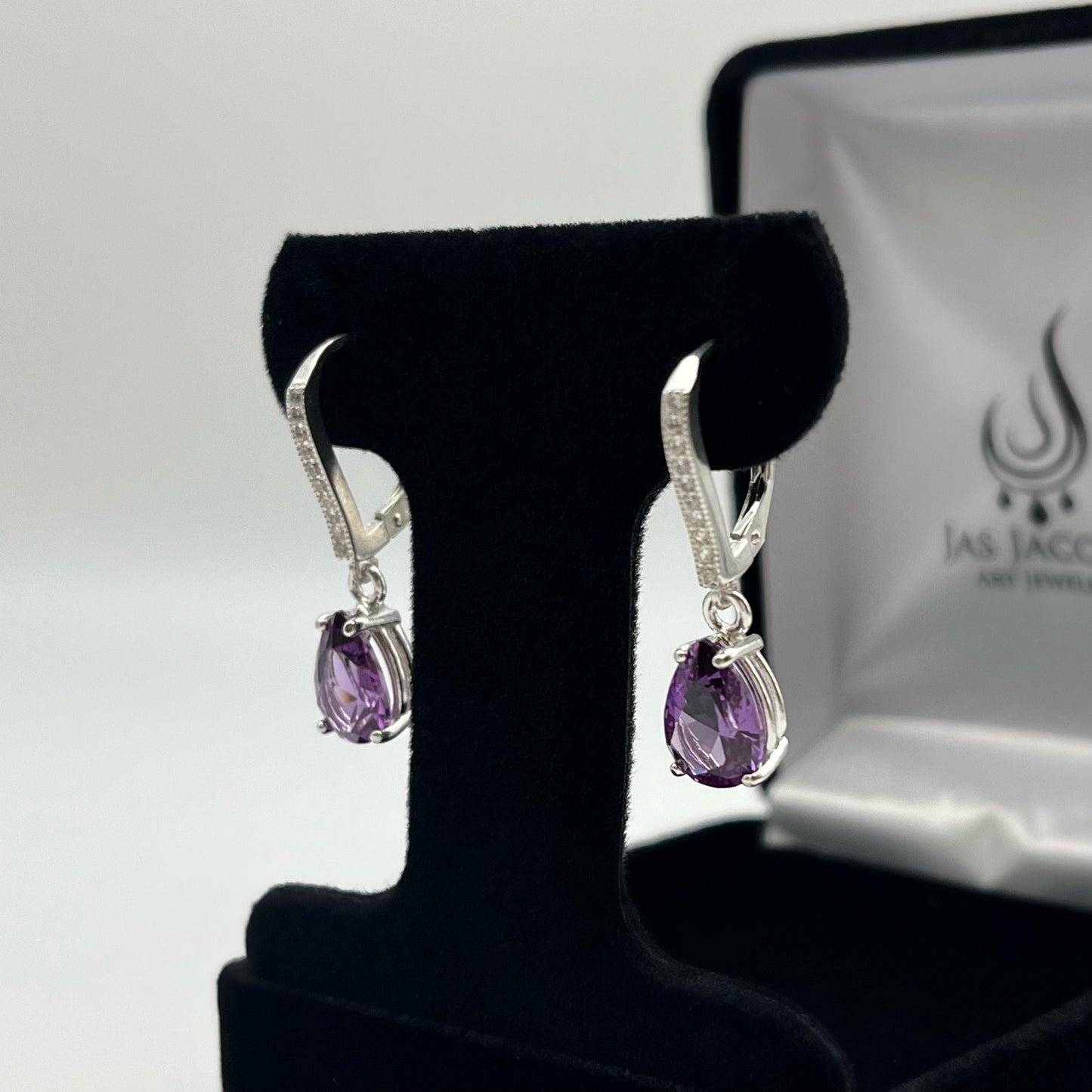 GORGEOUS 6ctw Alexandrite Earrings White Sapphire Sterling Silver Pear Cut Drop Dangle Earrings Trending Jewelry Gift