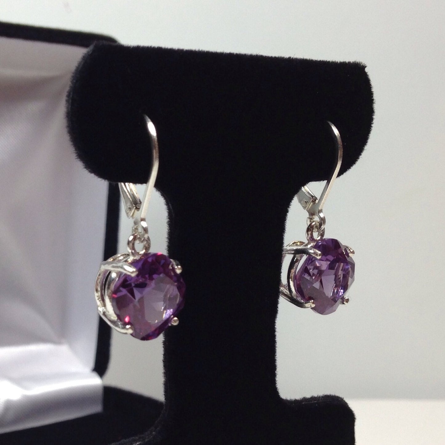 Gorgeous 10ctw Cushion Cut Alexandrite Earrings in Sterling Silver