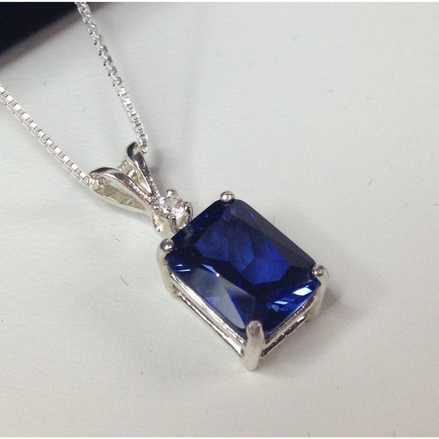 Gorgeous 2ctw Emerald Cut Sapphire Necklace September Birthstone