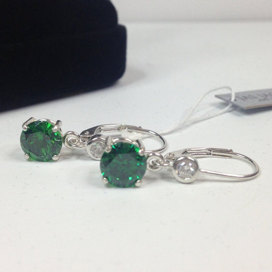 Beautiful 4ctw Emerald Earrings in Sterling Silver May Birthstone Earrings