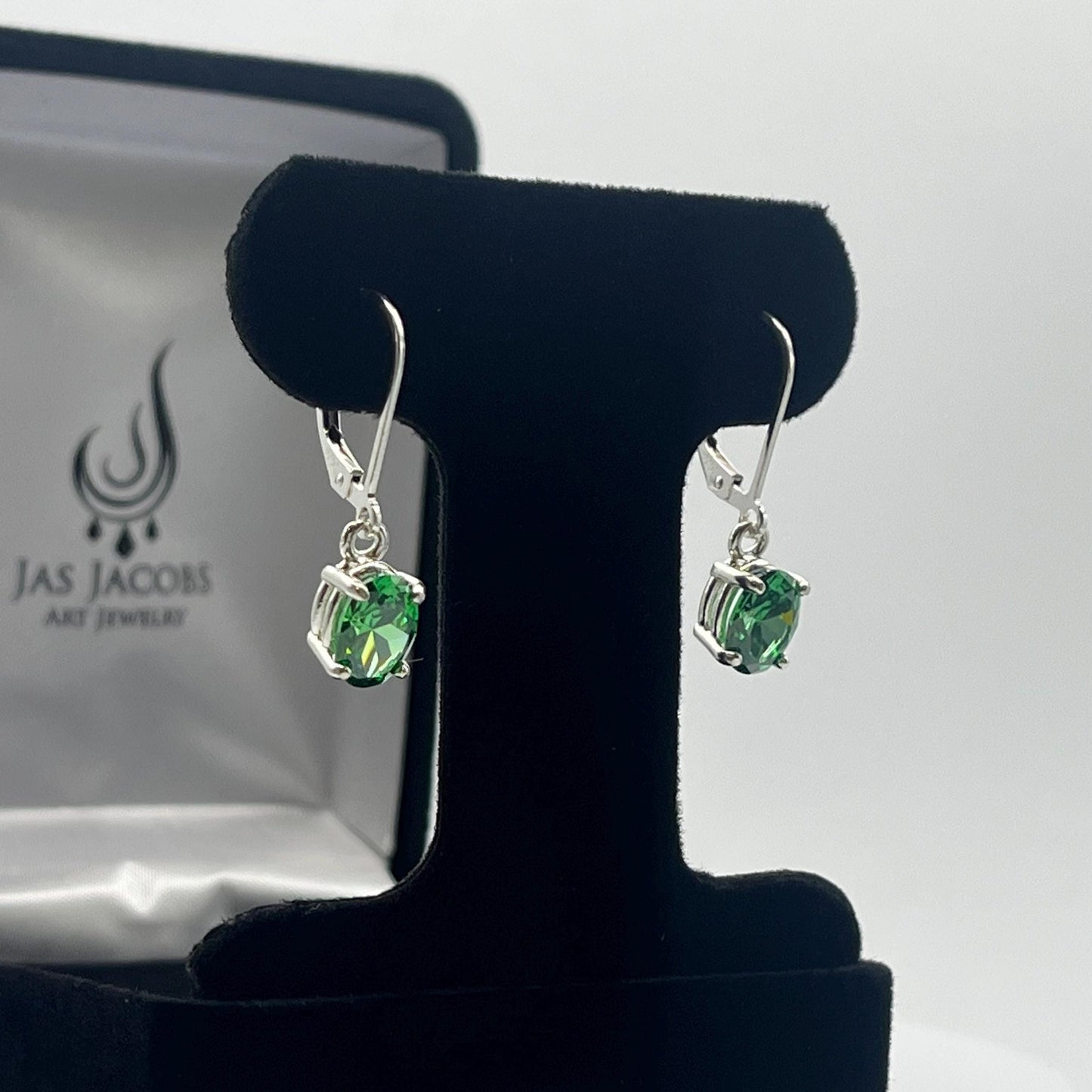 Beautiful 3.5ctw Oval Cut Emerald Earrings in Sterling Silver