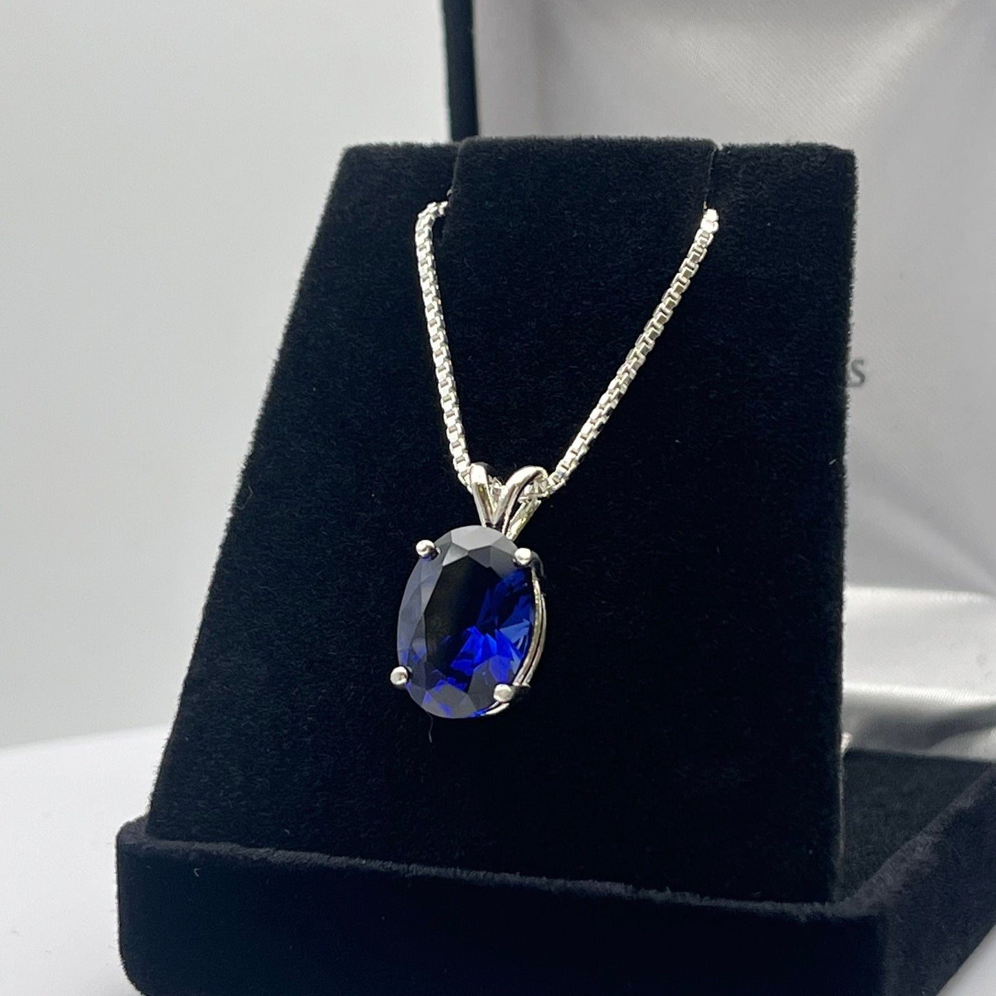 Gorgeous 7ct Blue Sapphire in Sterling Silver Pendant Necklace Sapphire September Gift Trending Jewelry 18"