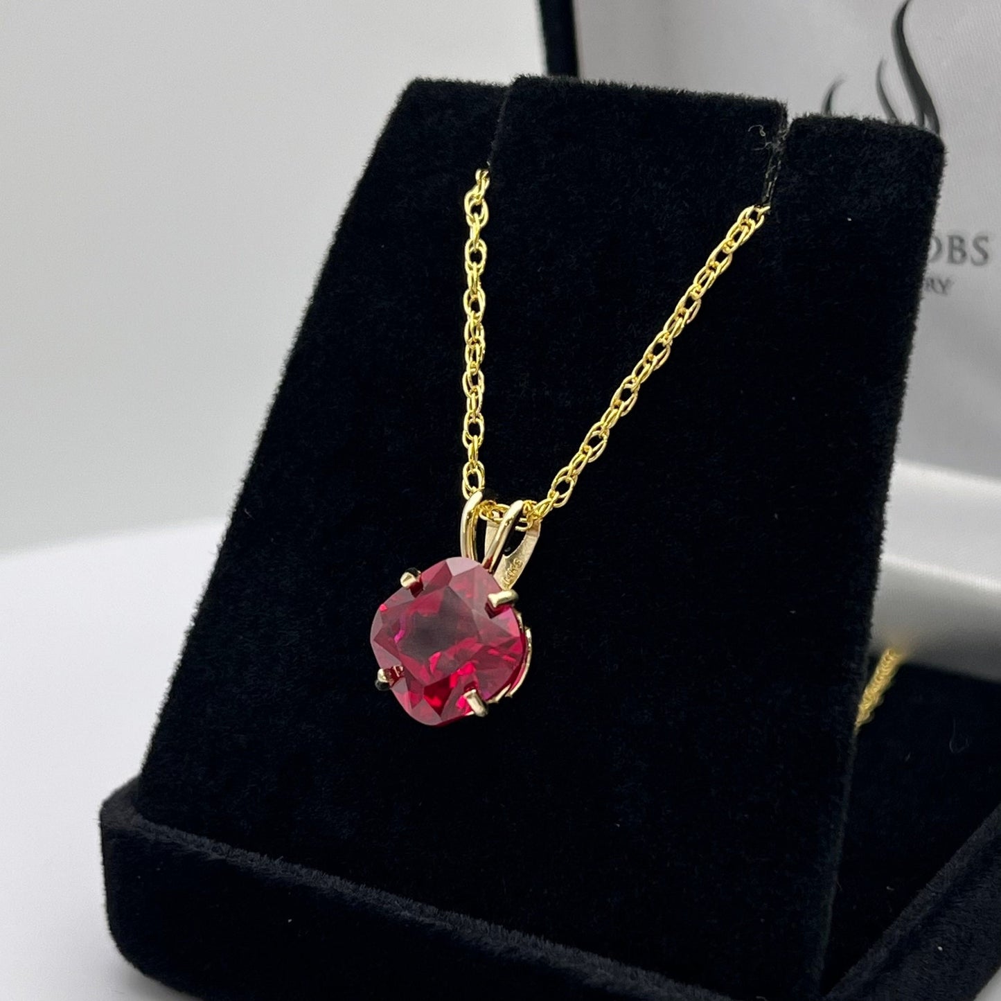 Beautiful 14k Gold 5ct Cushion Cut Ruby Pendant Necklace Fine Jewelry Gift Cushion Square Ruby Necklace Lab July Birthstone