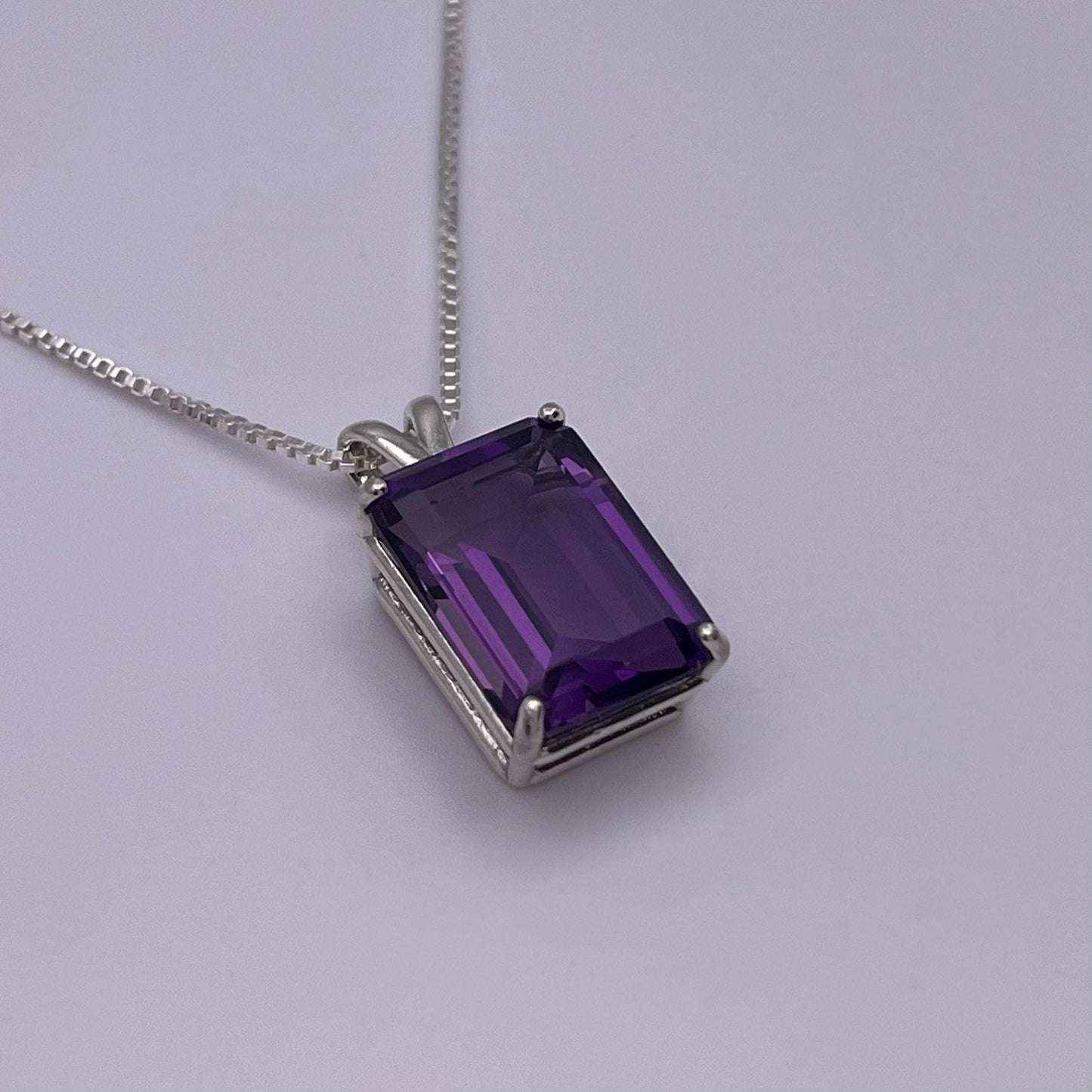 Gorgeous 13ct Royal Purple Amethyst Necklace Sterling Silver Trending Jewelry Gift Emerald Cut Amethyst February Birthstone