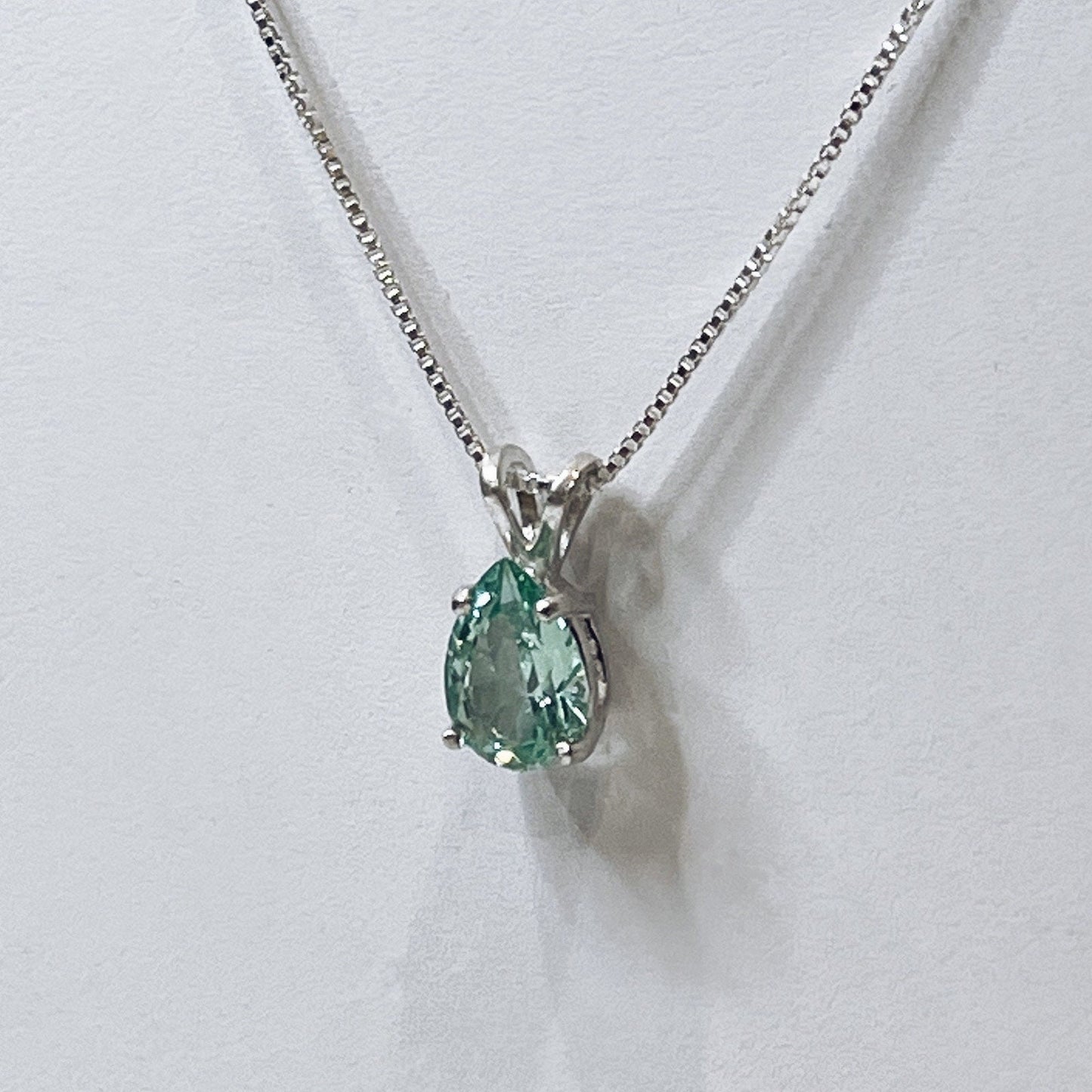 BEAUTIFUL 2ct Sea Foam Green Spinel Necklace Sterling Silver Gift Jewelry Trends Trending Pear Cut Ice Green Moissanite