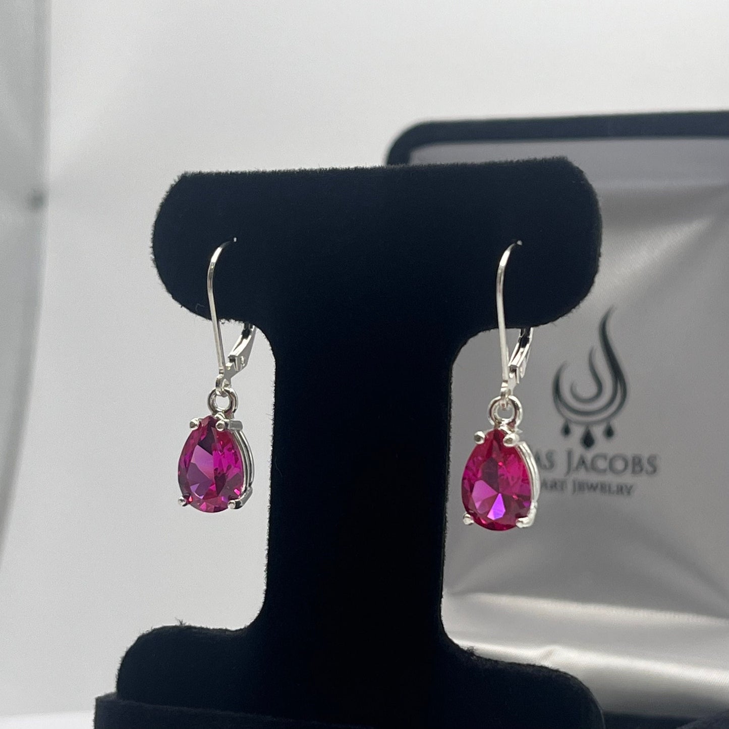 5ctw Pear Cut Bright Pink Sapphire Earrings