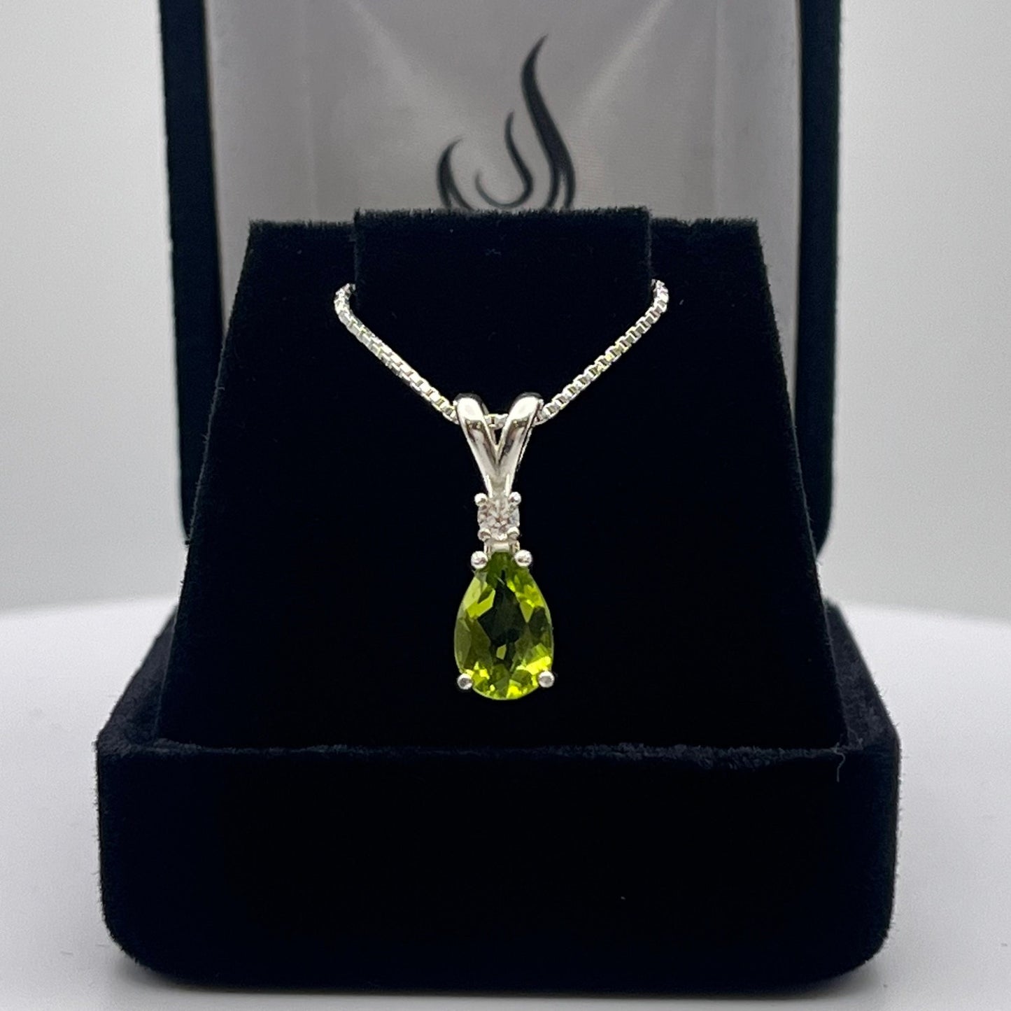 BEAUTIFUL 1.25ctw Pear Cut Peridot Necklace Peridot Pendant Sterling Silver Trending Jewelry Gift August Birthstone 16” 18”