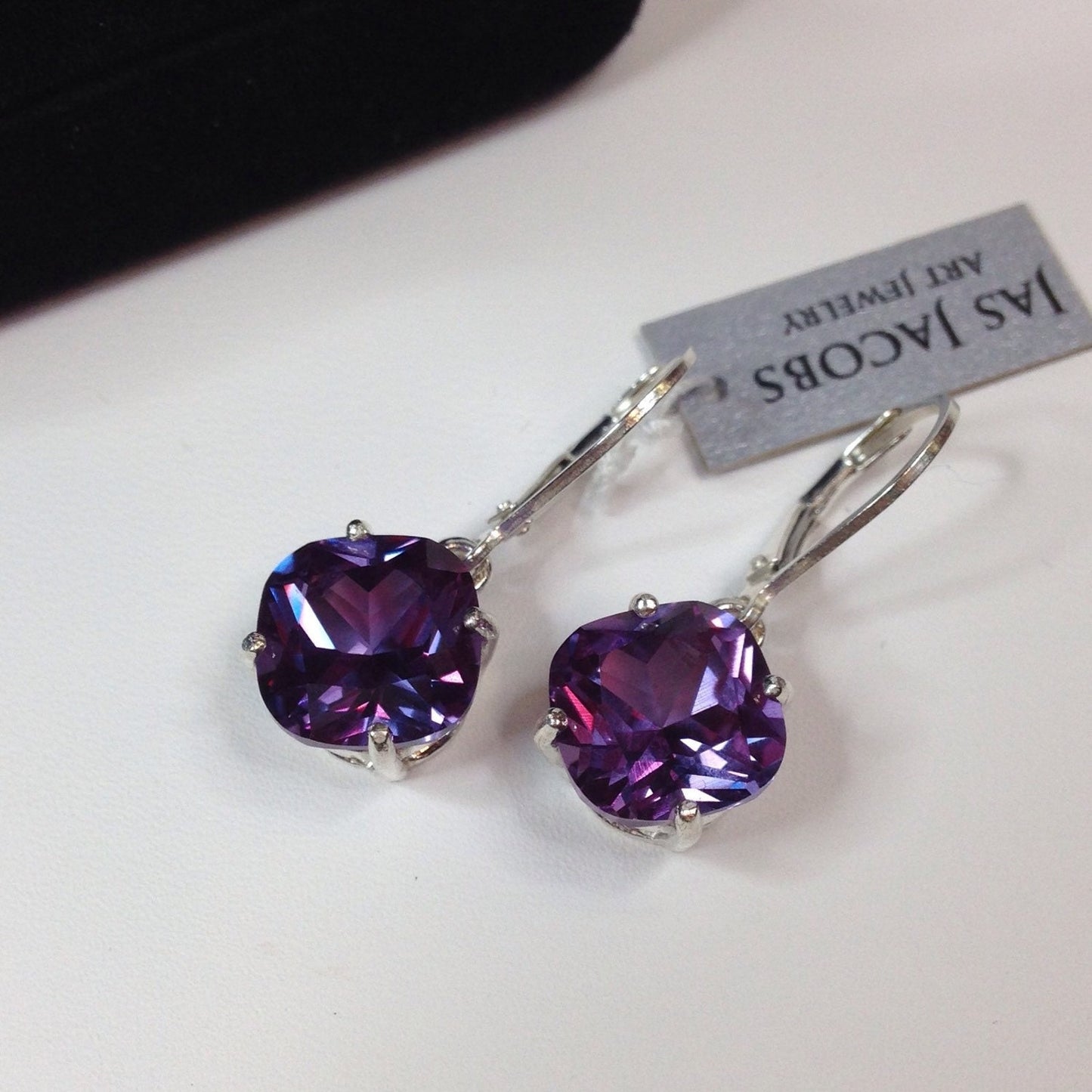 Gorgeous 10ctw Cushion Cut Alexandrite Earrings in Sterling Silver