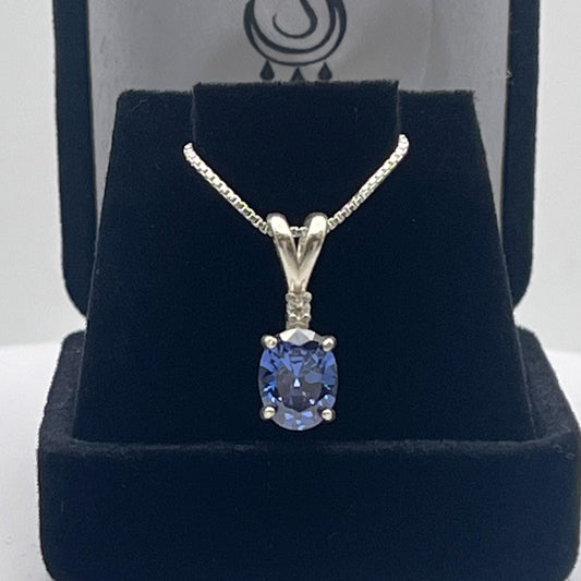 Beautiful Tanzanite & White Sapphire Pendant Necklace Sterling Silver Oval Cut Tanzanite Pendant Necklace with Accents Jewelry Trends Gift