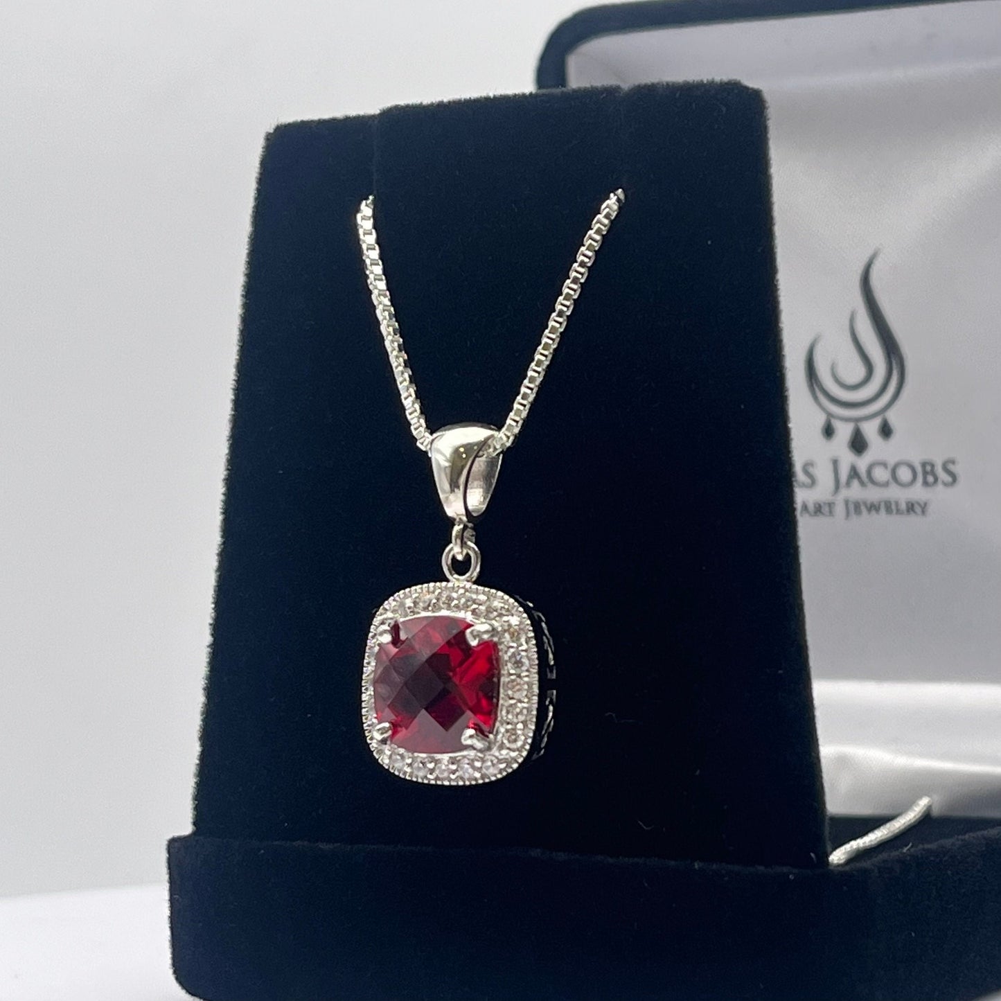 Beautiful 5.6ctw Ruby Necklace Sterling Silver Pendant Necklace Cushion Cut Ruby Necklace July Gift ladies jewelry