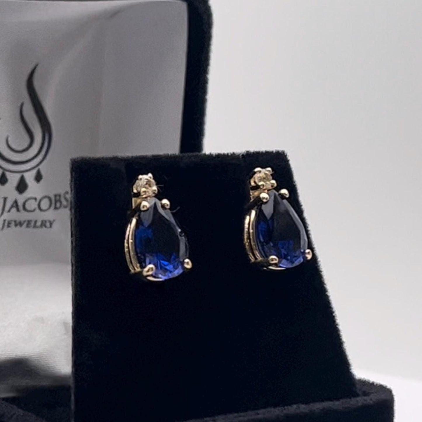 Beautiful 5ctw Pear Cut Sapphire Earrings Blue & White Sapphire Bridal Jewelry