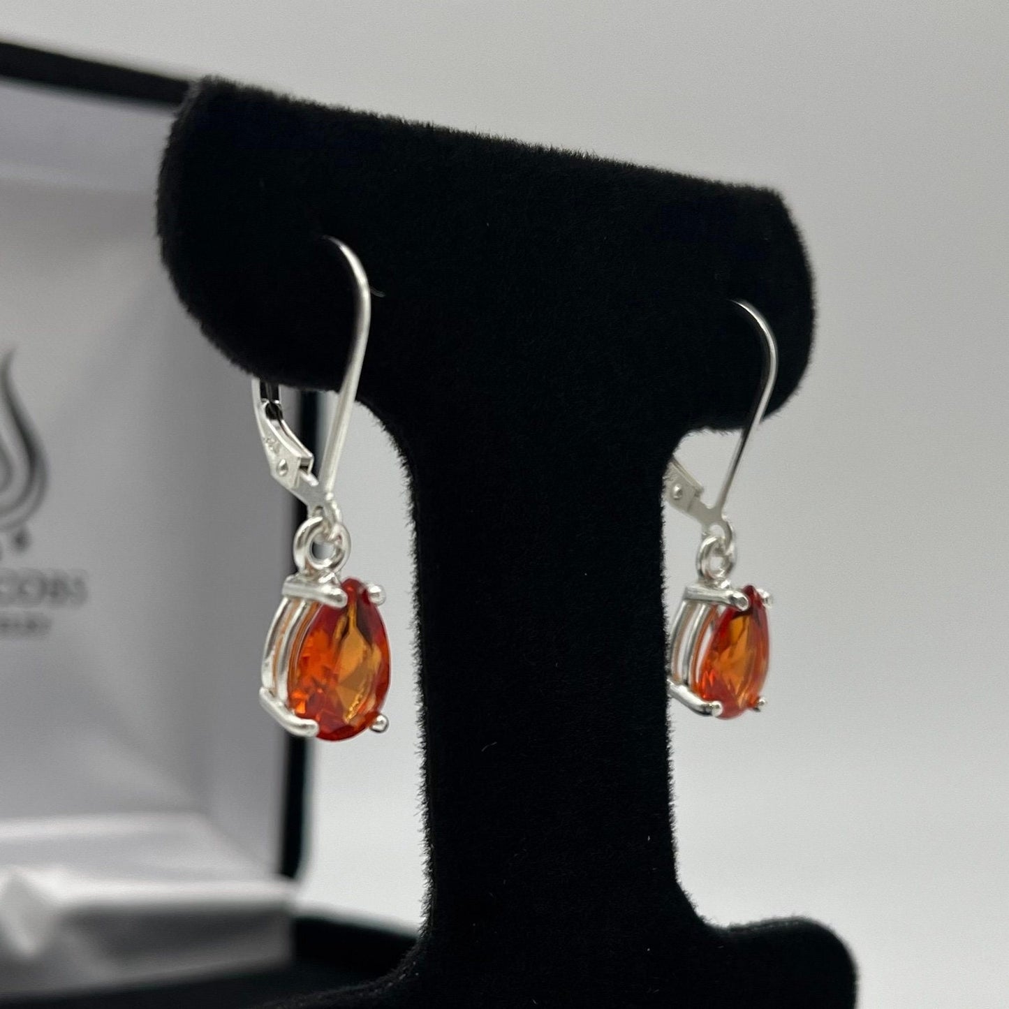 Beautiful 3ctw Pear Cut Orange Padparadscha Sapphire Earrings Sterling Silver Leverback Earrings Fine Jewelry Gift Orange Sapphire TearDrop
