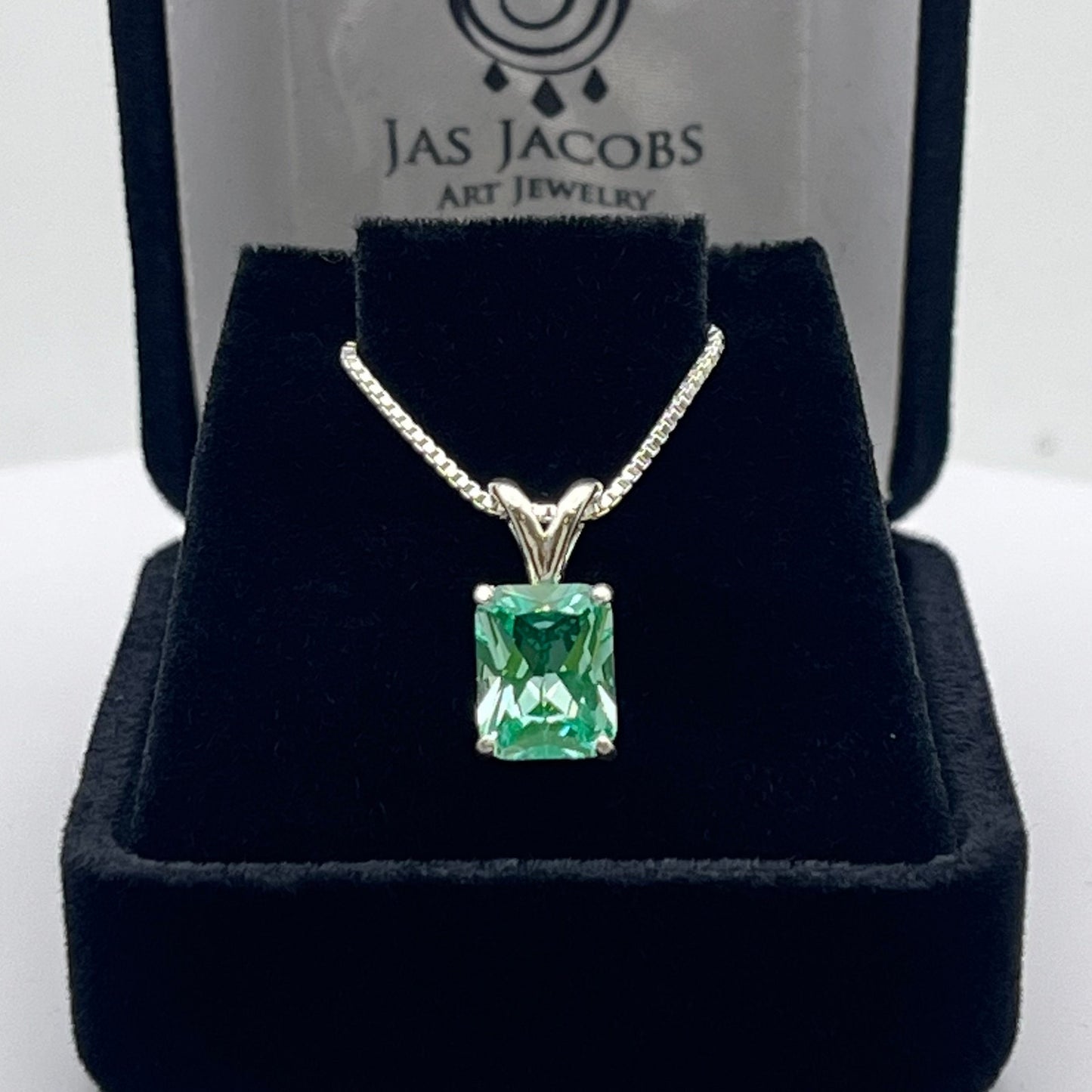 BEAUTIFUL 2.5ct Sea Foam Green Spinel Necklace Sterling Silver Gift Jewelry Trends Trending Emerald Cut Ice Green Moissanite