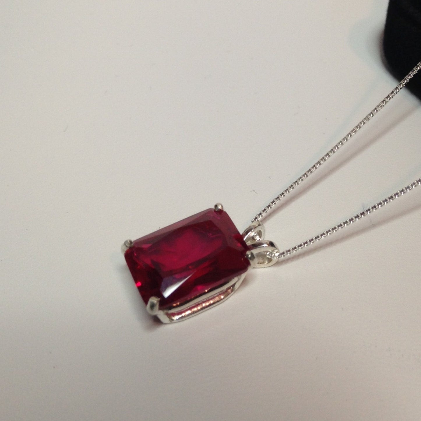 Beautiful 8ct Emerald Cut Ruby Necklace Jewelry Gift July Birthstone