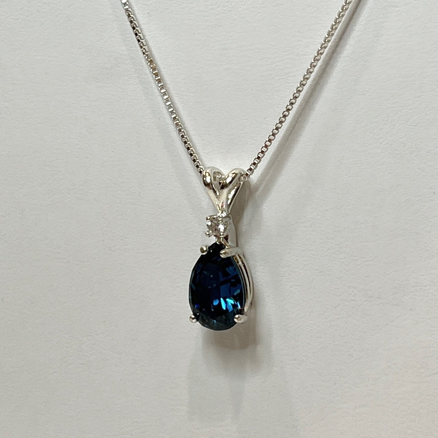 BEAUTIFUL 2ct London Blue Spinel & White Topaz Necklace Sterling Silver Pendant Trending Jewelry Gift December