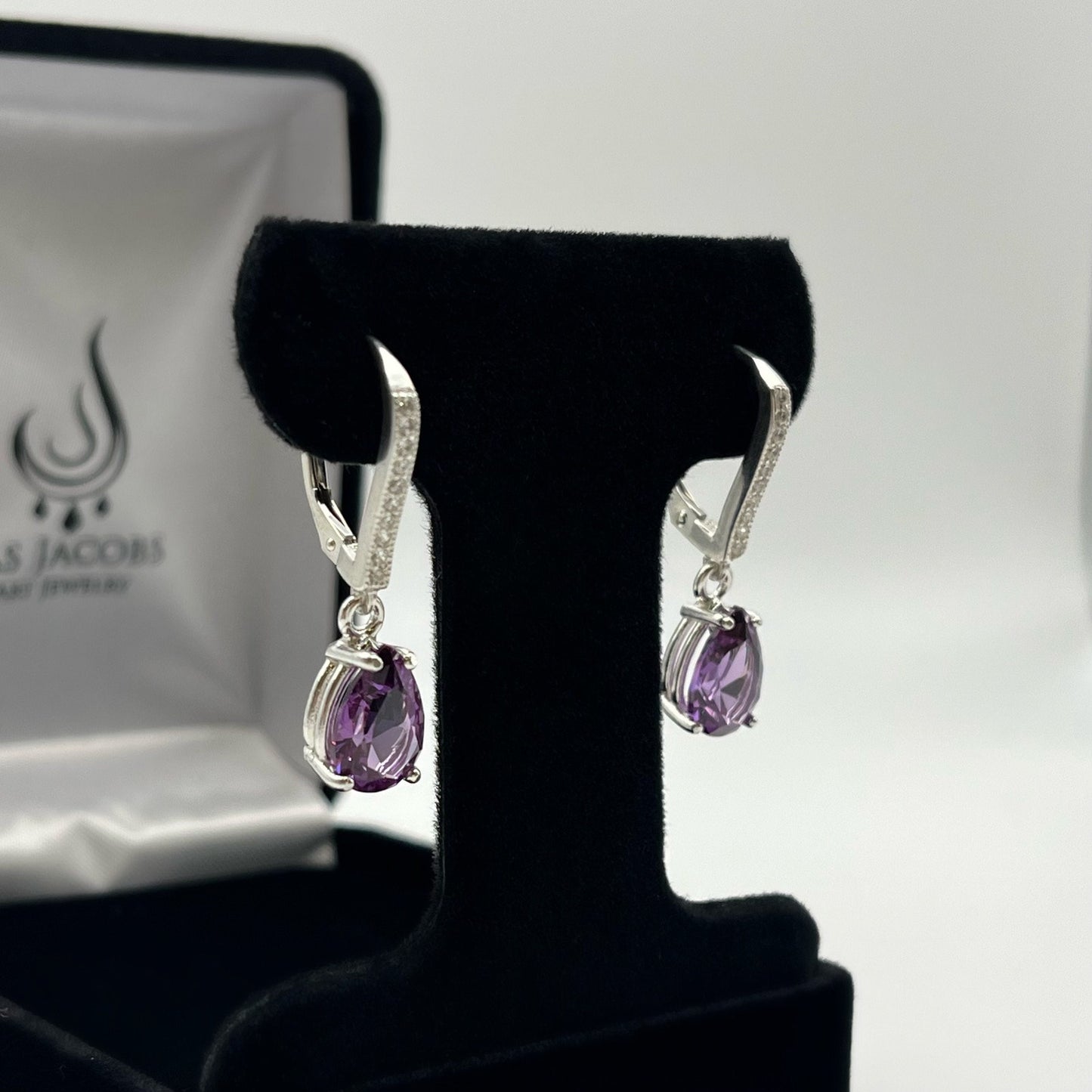GORGEOUS 6ctw Alexandrite Earrings White Sapphire Sterling Silver Pear Cut Drop Dangle Earrings Trending Jewelry Gift