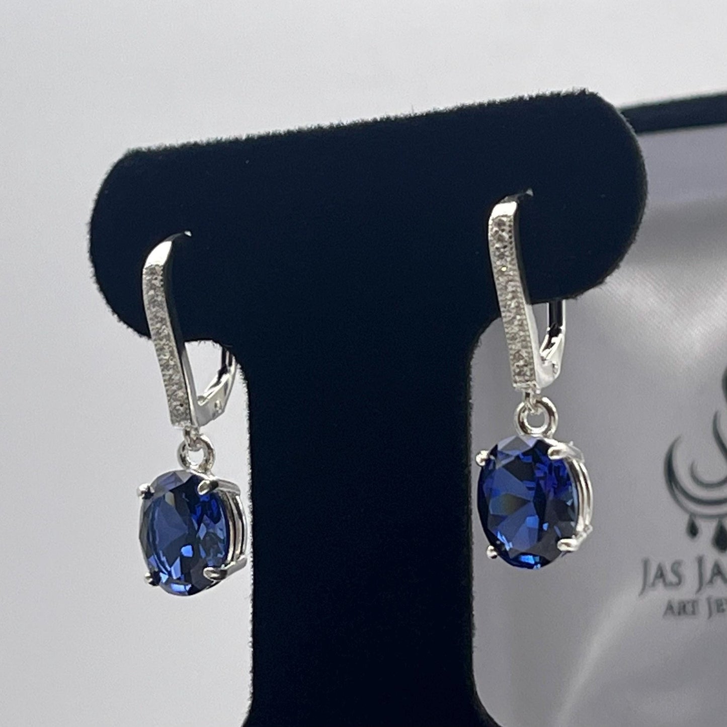 Beautiful 6ctw Oval Cut Sapphire Earrings in Sterling Silver