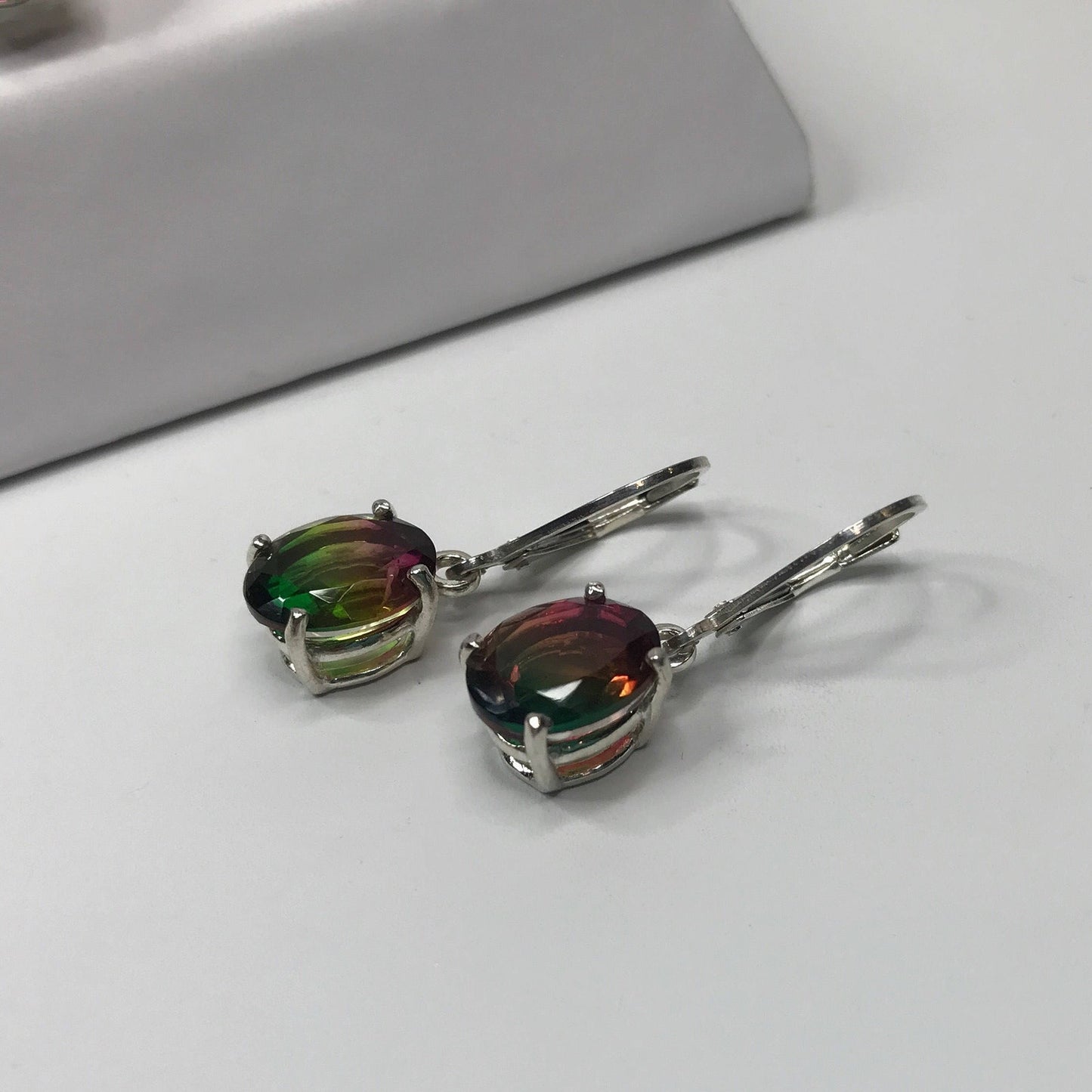 BEAUTIFUL 6ctw Watermelon Tourmaline Quartz Earrings in Sterling Silver