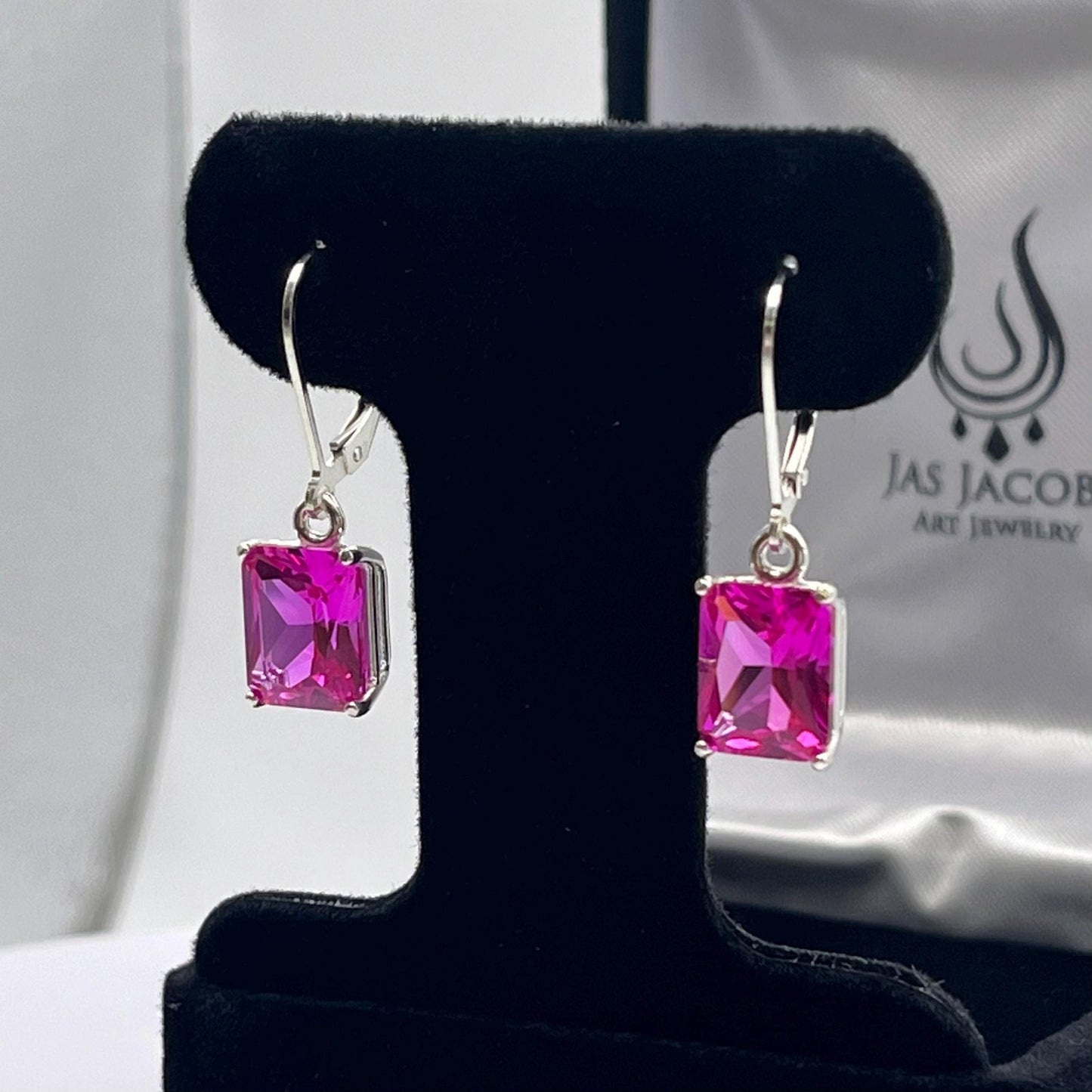 Gorgeous 8ctw Emerald Cut Pink Sapphire Earrings Jewelry Gift