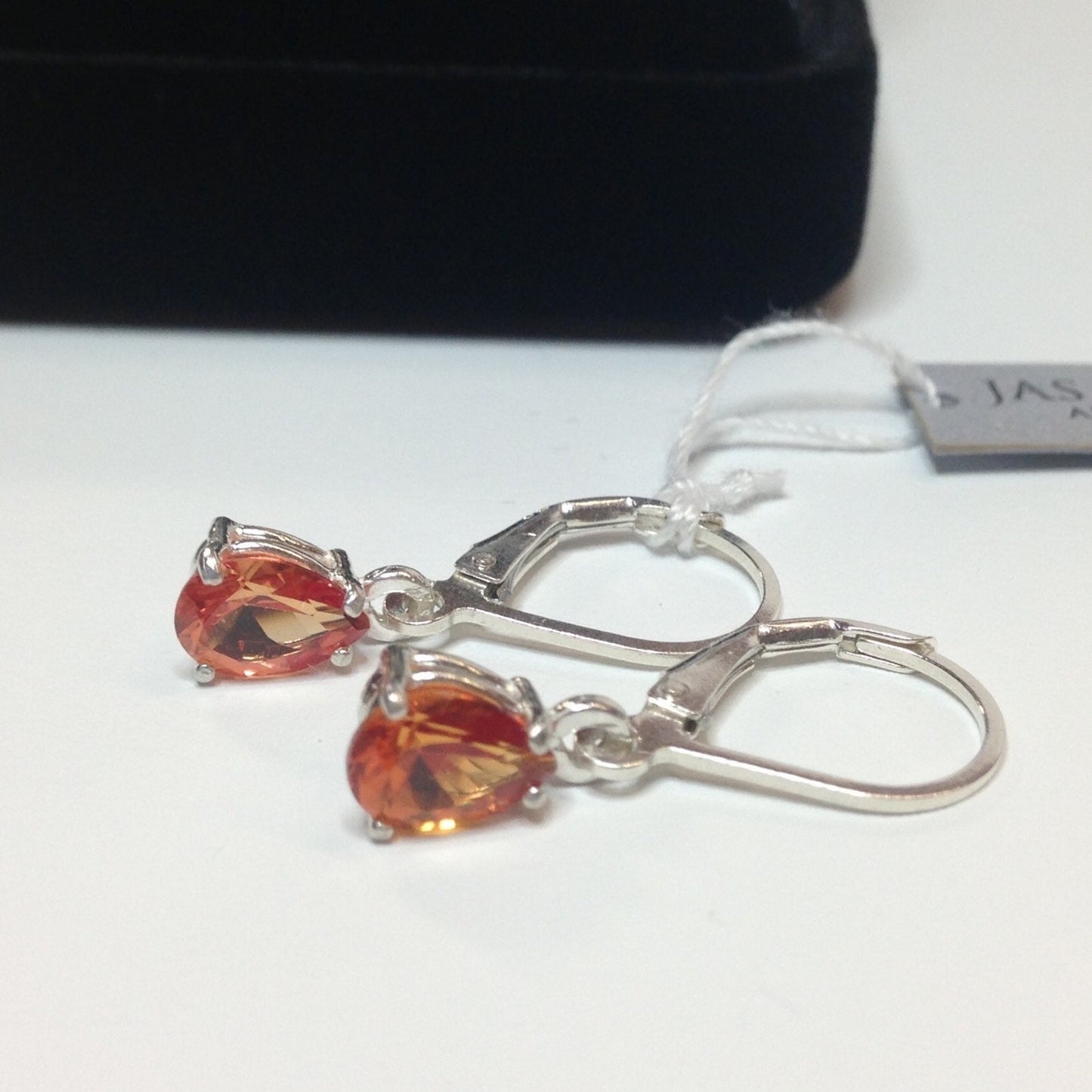 Beautiful 3ctw Pear Cut Orange Padparadscha Sapphire Earrings Sterling Silver Leverback Earrings Fine Jewelry Gift Orange Sapphire TearDrop