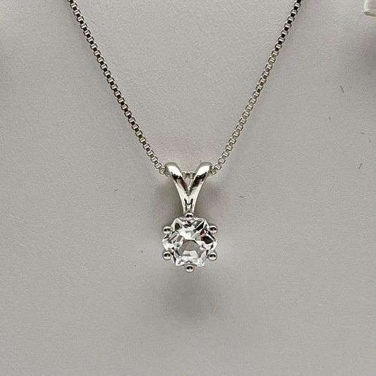 BEAUTIFUL 1ct Hexagon Cut White Sapphire Necklace Sterling Silver Solitaire Pendant Necklace Fine Jewelry Gifts Jewelry Holiday Gift Bridal