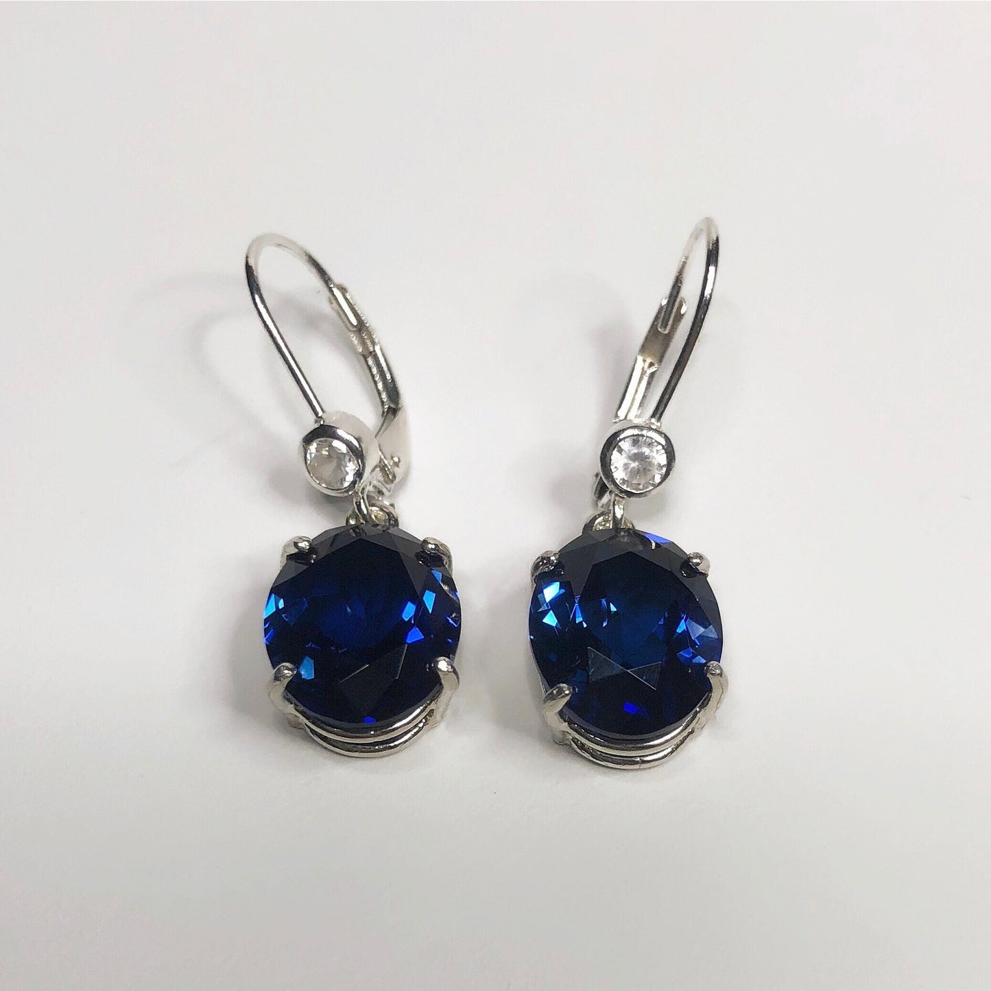 Beautiful 12ctw Oval Cut Sapphire Earrings in Sterling Silver