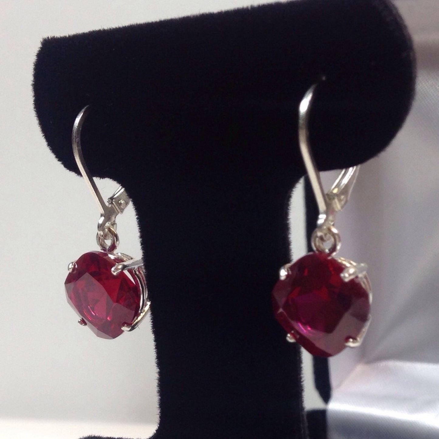 Beautiful 10ctw Cushion Cut Ruby Earrings in Sterling Silver