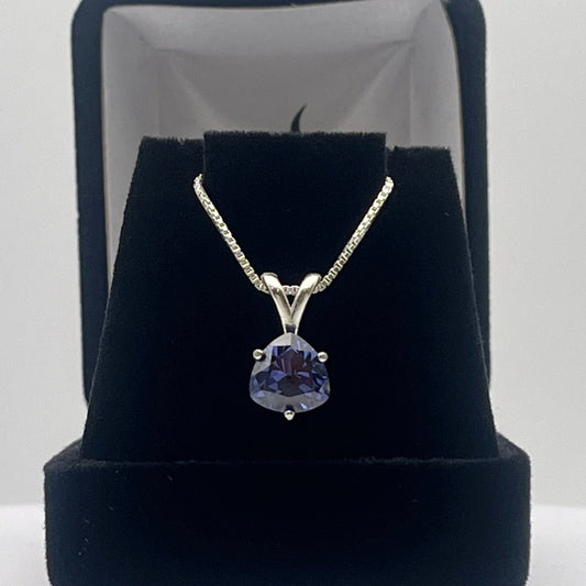 Beautiful 2ct Trillion Cut Tanzanite & Sterling Silver Pendant Necklace Trillion Cut Tanzanite Fine Jewelry Trends 2ct Tanzanite Pendant