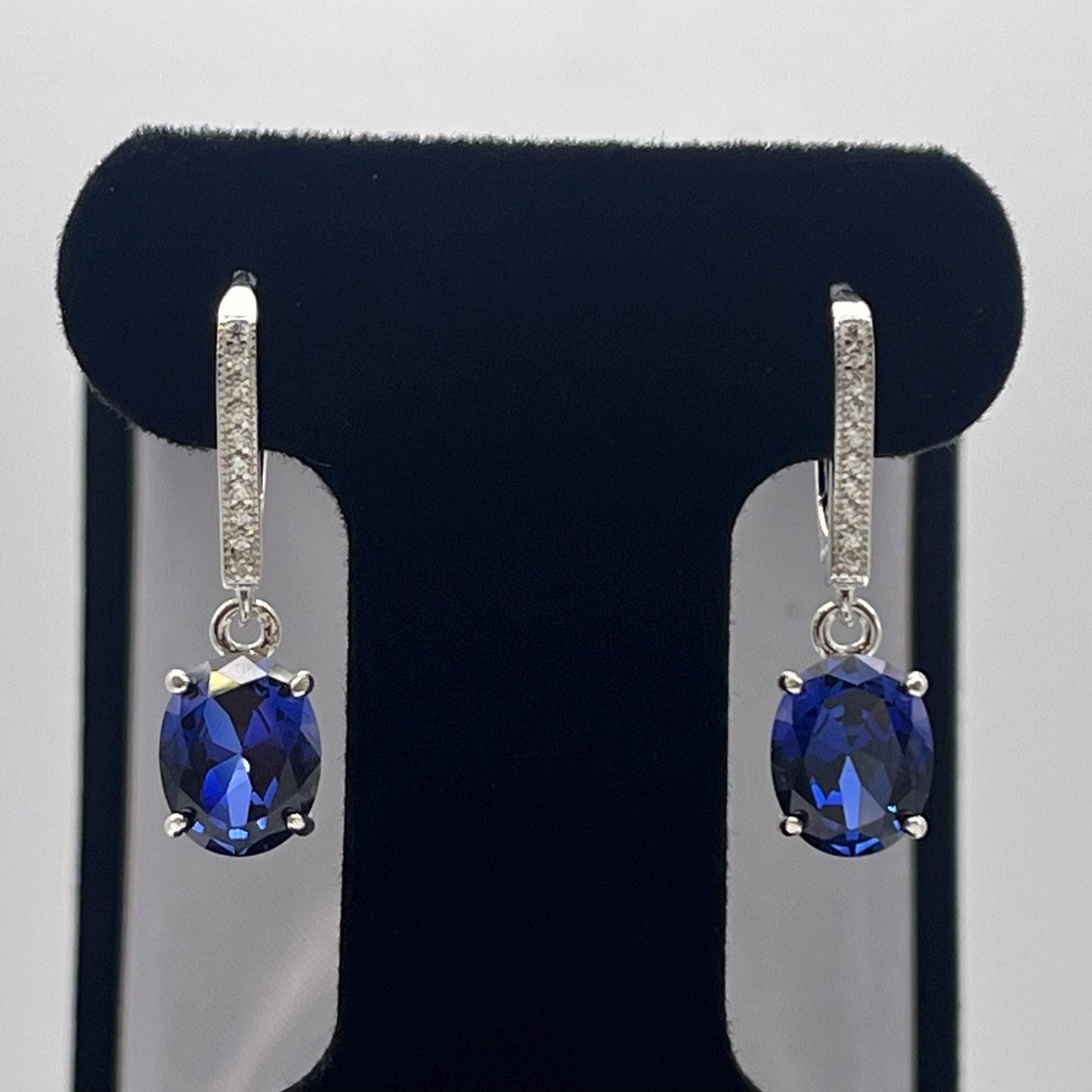 Beautiful 6ctw Oval Cut Sapphire Earrings in Sterling Silver