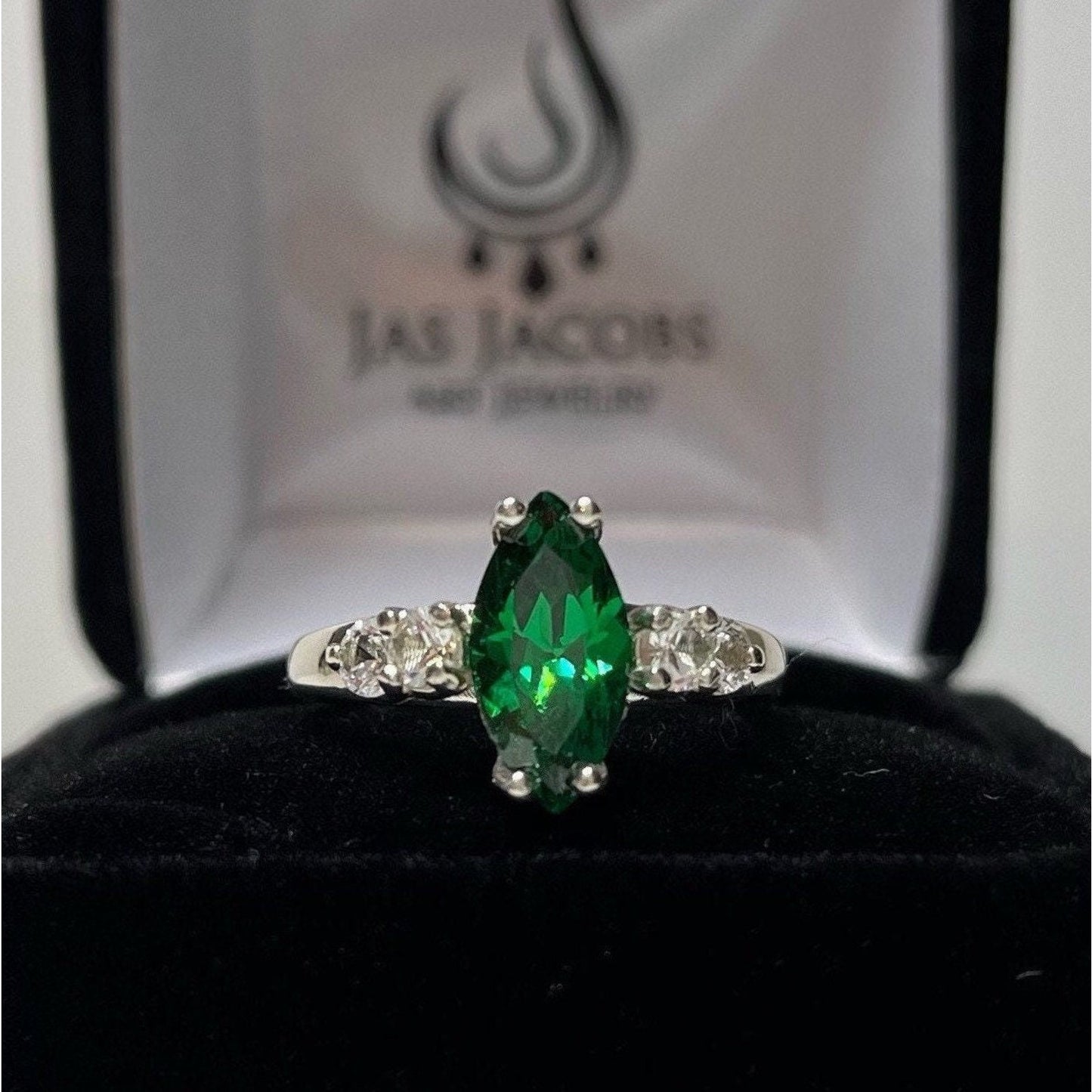 GORGEOUS 2ct Marquise Cut Emerald Necklace White Sapphire Accent Sterling Silver Lab Emerald trending jewelry gift May Birthstone