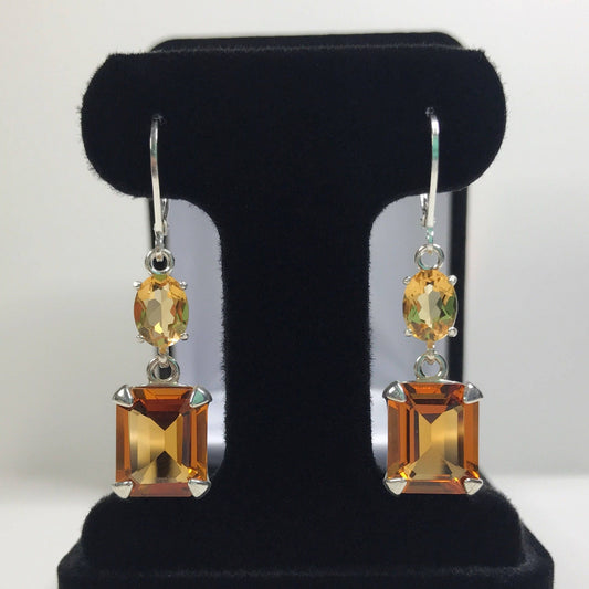 Gorgeous 8ctw Honey Citrine & Golden Citrine Earrings Madeira Citrine