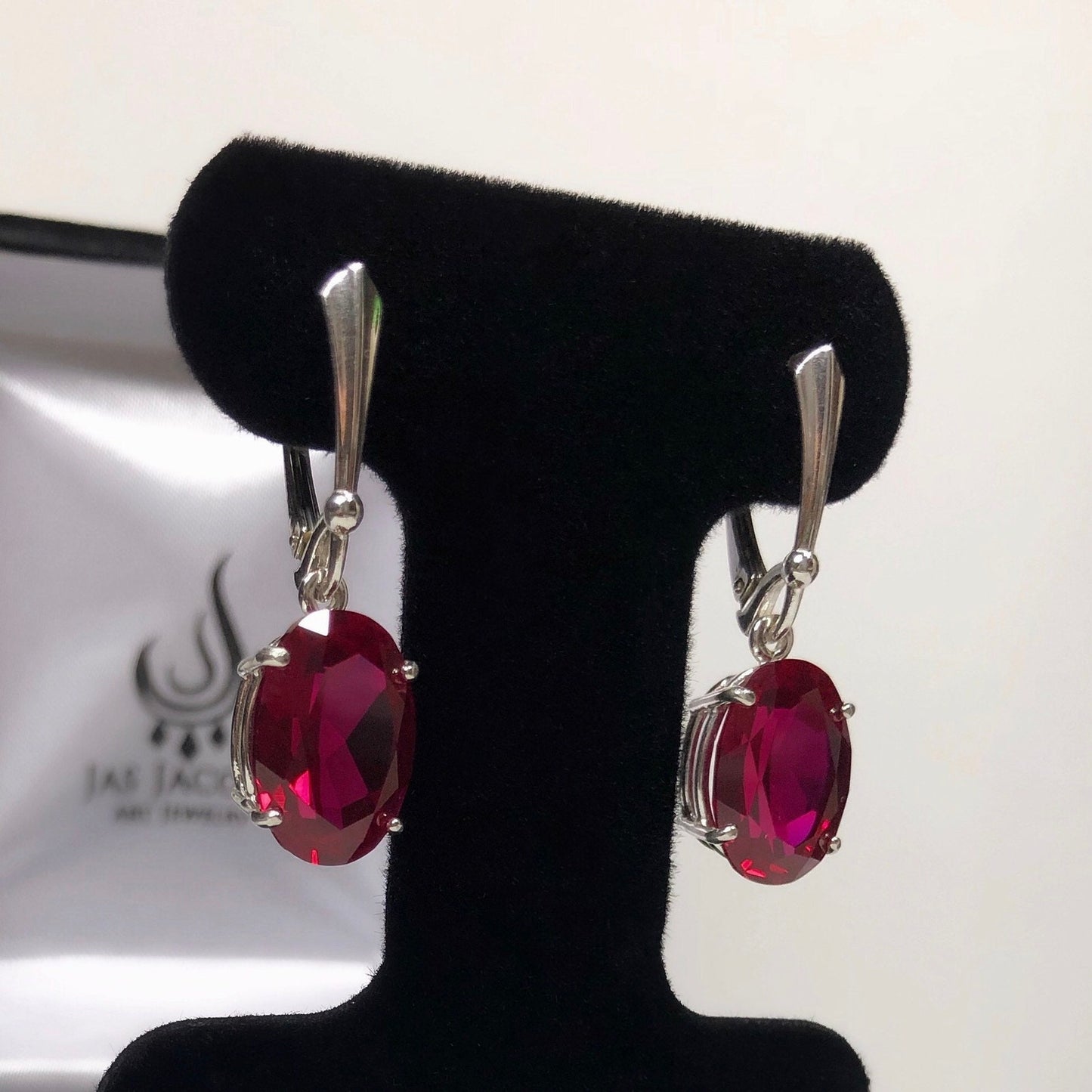 GORGEOUS 12ctw Oval Cut Ruby Earrings in Sterling Silver