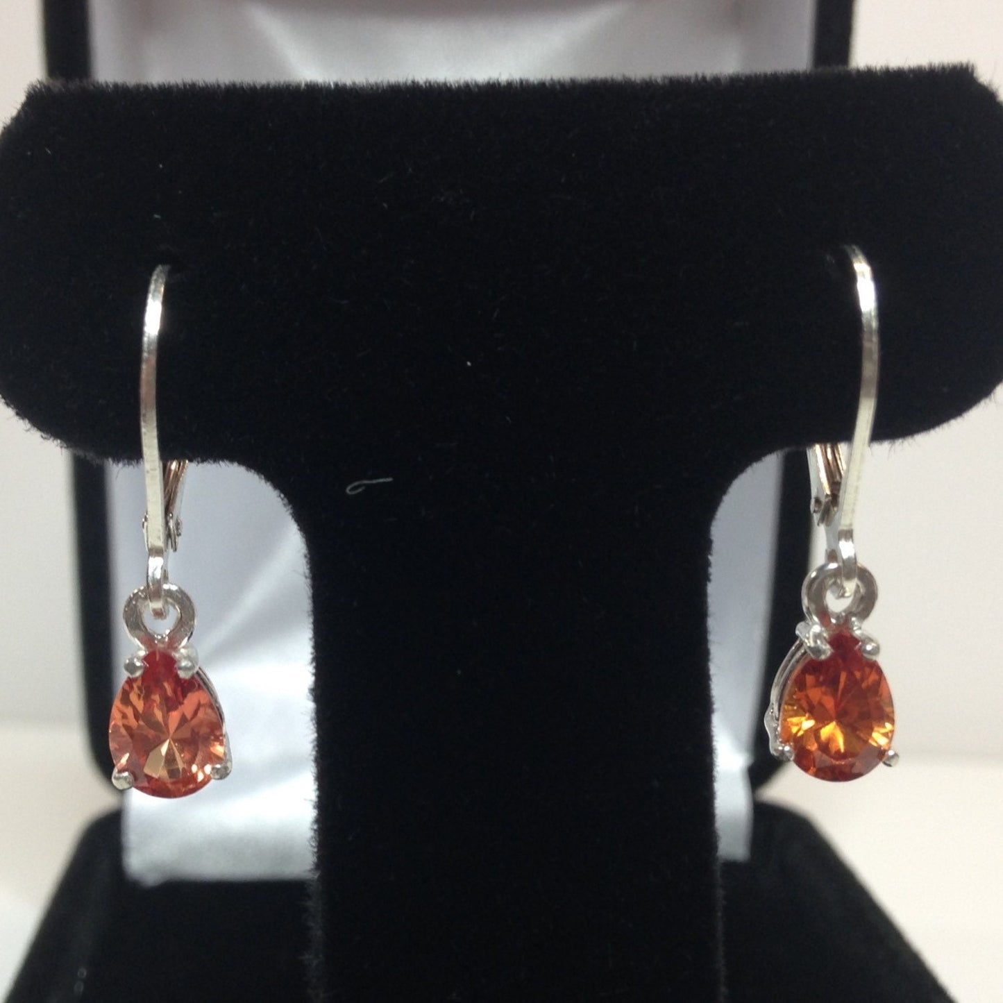 Beautiful 3ctw Pear Cut Orange Padparadscha Sapphire Earrings Sterling Silver Leverback Earrings Fine Jewelry Gift Orange Sapphire TearDrop