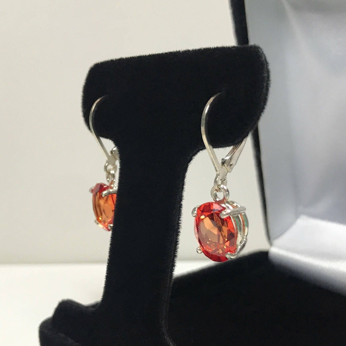 Beautiful 6.5ctw Oval Cut Orange Padparadscha Sapphire Earrings