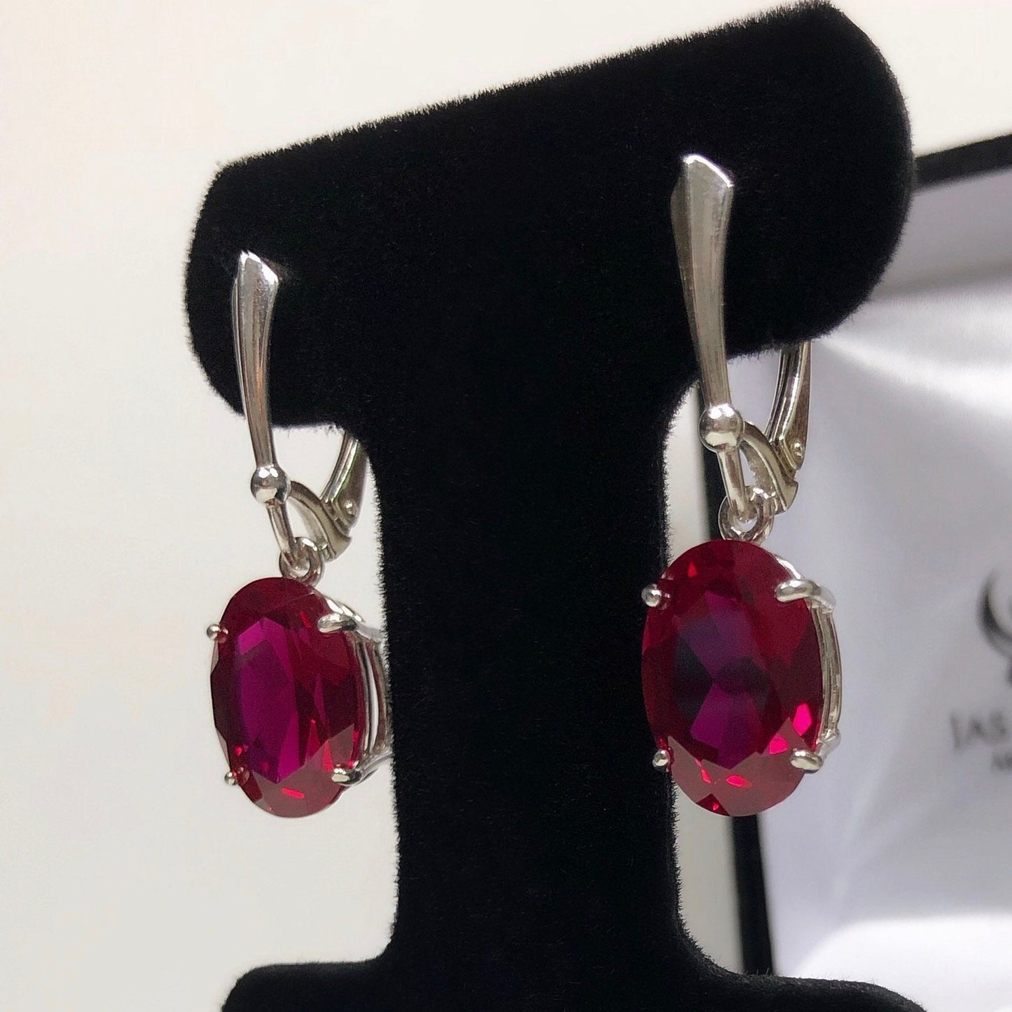 GORGEOUS 12ctw Oval Cut Ruby Earrings in Sterling Silver