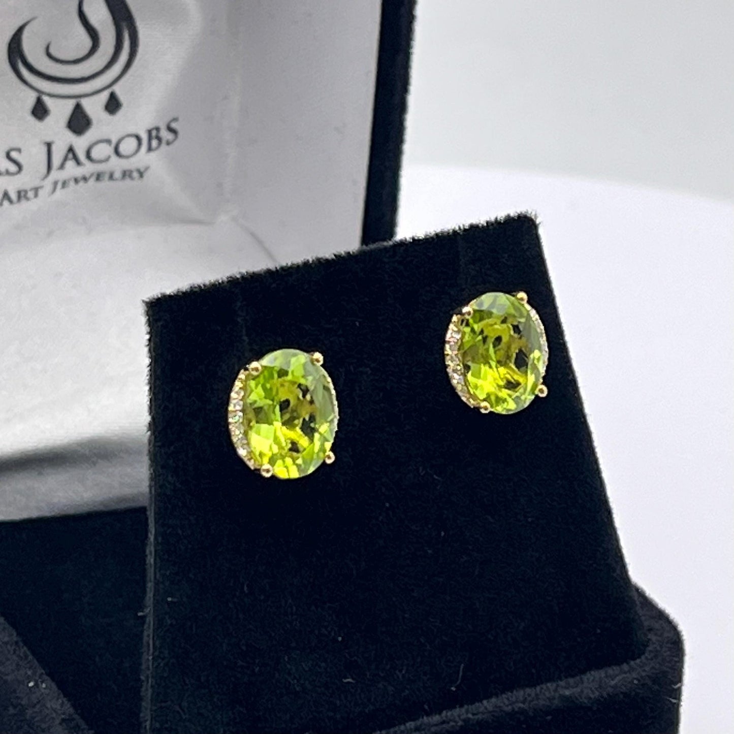 Beautiful 4ctw Natural Diamond and Peridot Earrings in 10k Yellow Gold