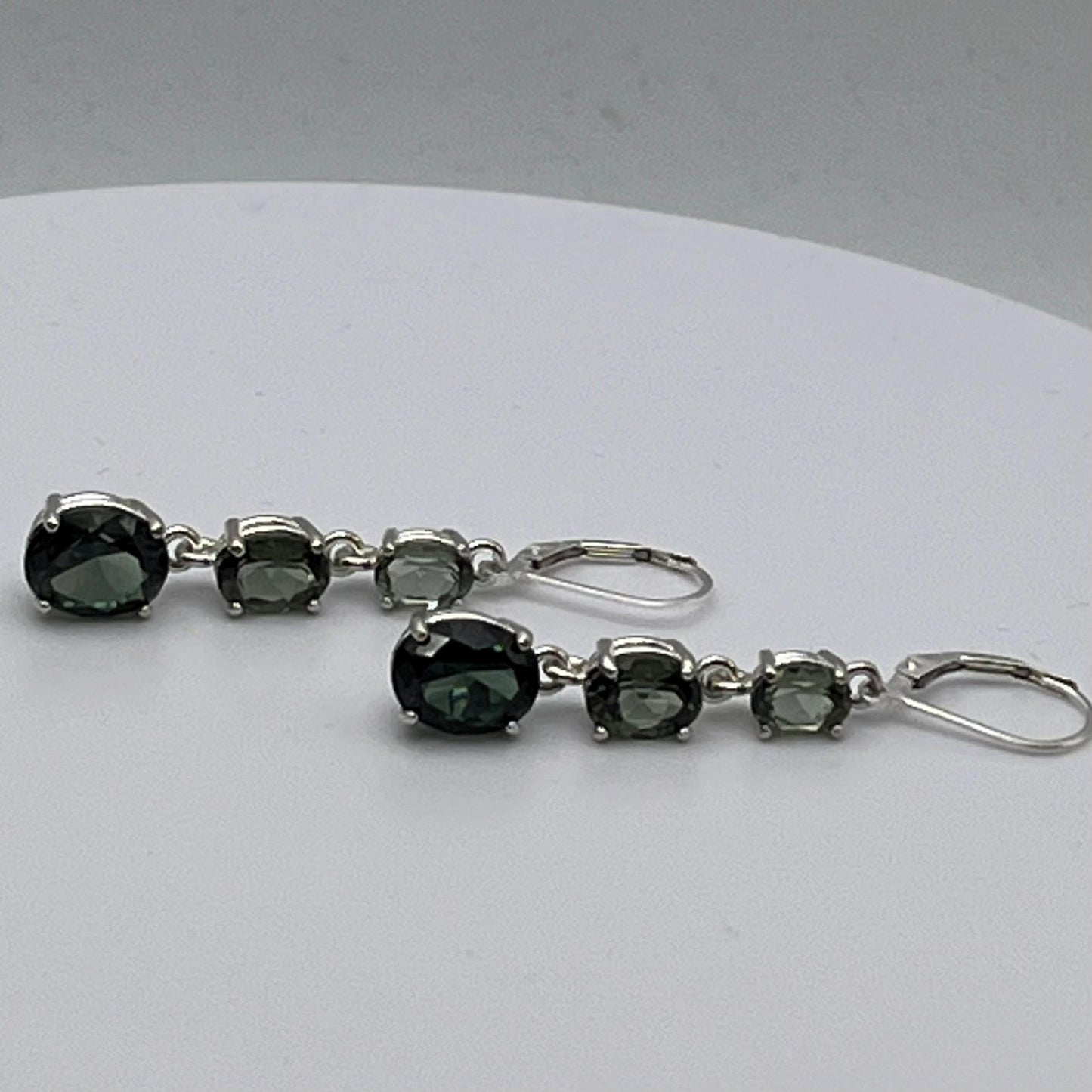 BEAUTIFUL 9.8ctw Green Spinel Tourmaline Earrings Sterling Silver Leverback Jewelry Gift October Tourmaline earring Green Ombré Earrings