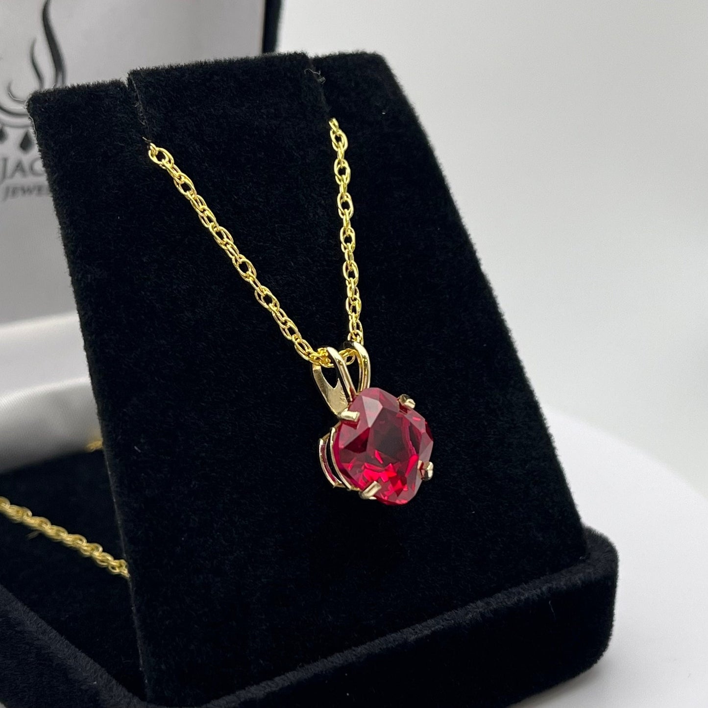 Beautiful 14k Gold 5ct Cushion Cut Ruby Pendant Necklace Fine Jewelry Gift Cushion Square Ruby Necklace Lab July Birthstone