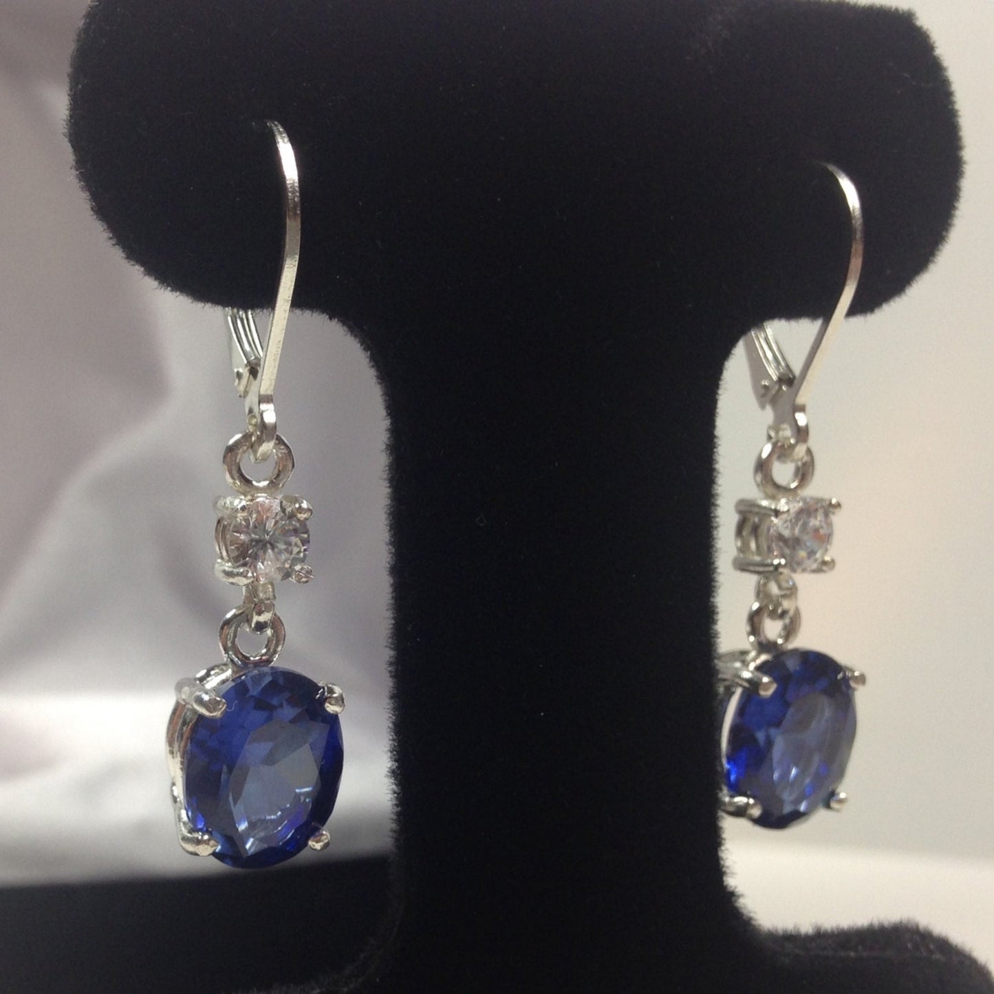 Beautiful 6ct Blue and White Sapphire Earrings in Sterling Silver