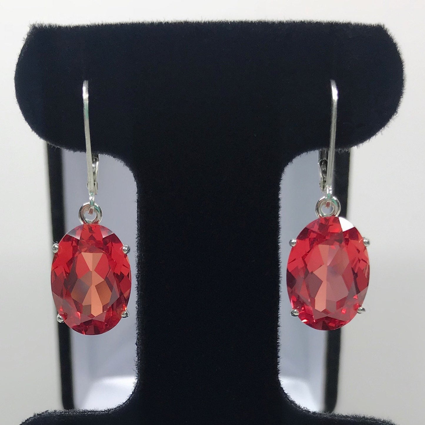 Beautiful 16ctw Oval Cut Padparadscha Sapphire Earrings Orange Sapphire Earrings