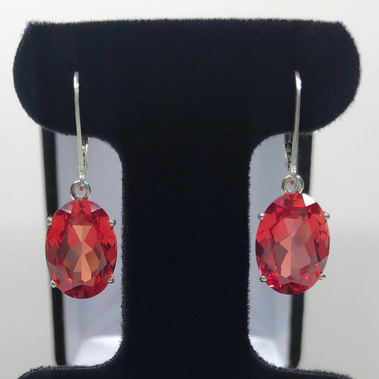 Beautiful 16ctw Oval Cut Padparadscha Sapphire Earrings Orange Sapphire Earrings